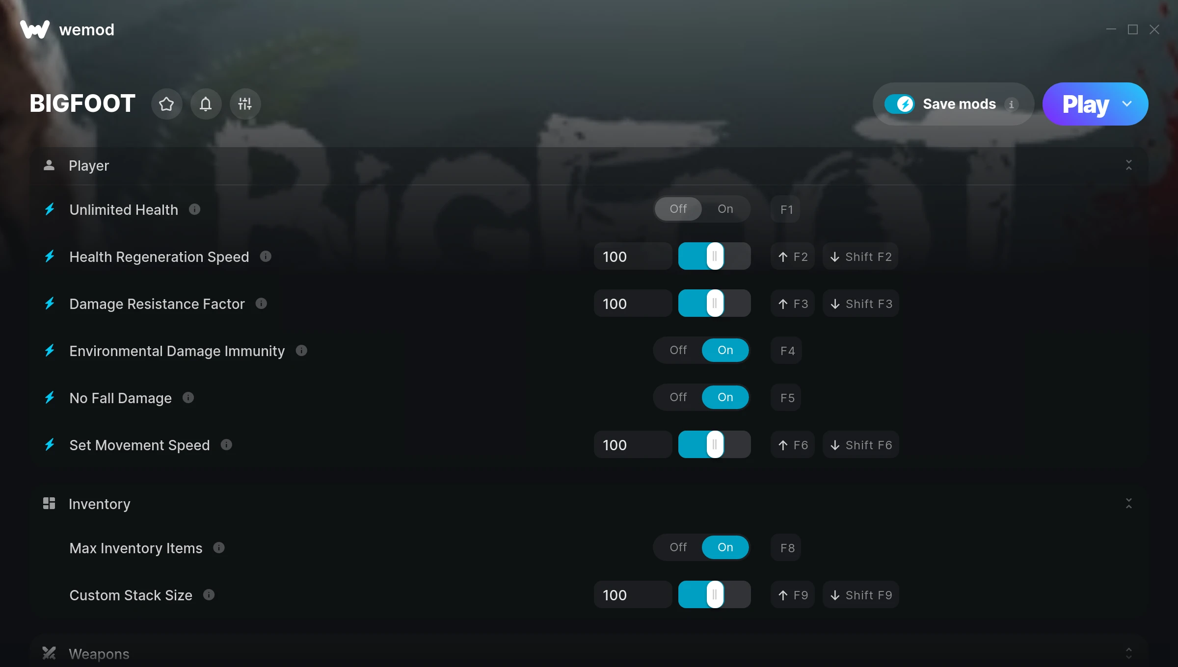 BIGFOOT Trainer screenshot