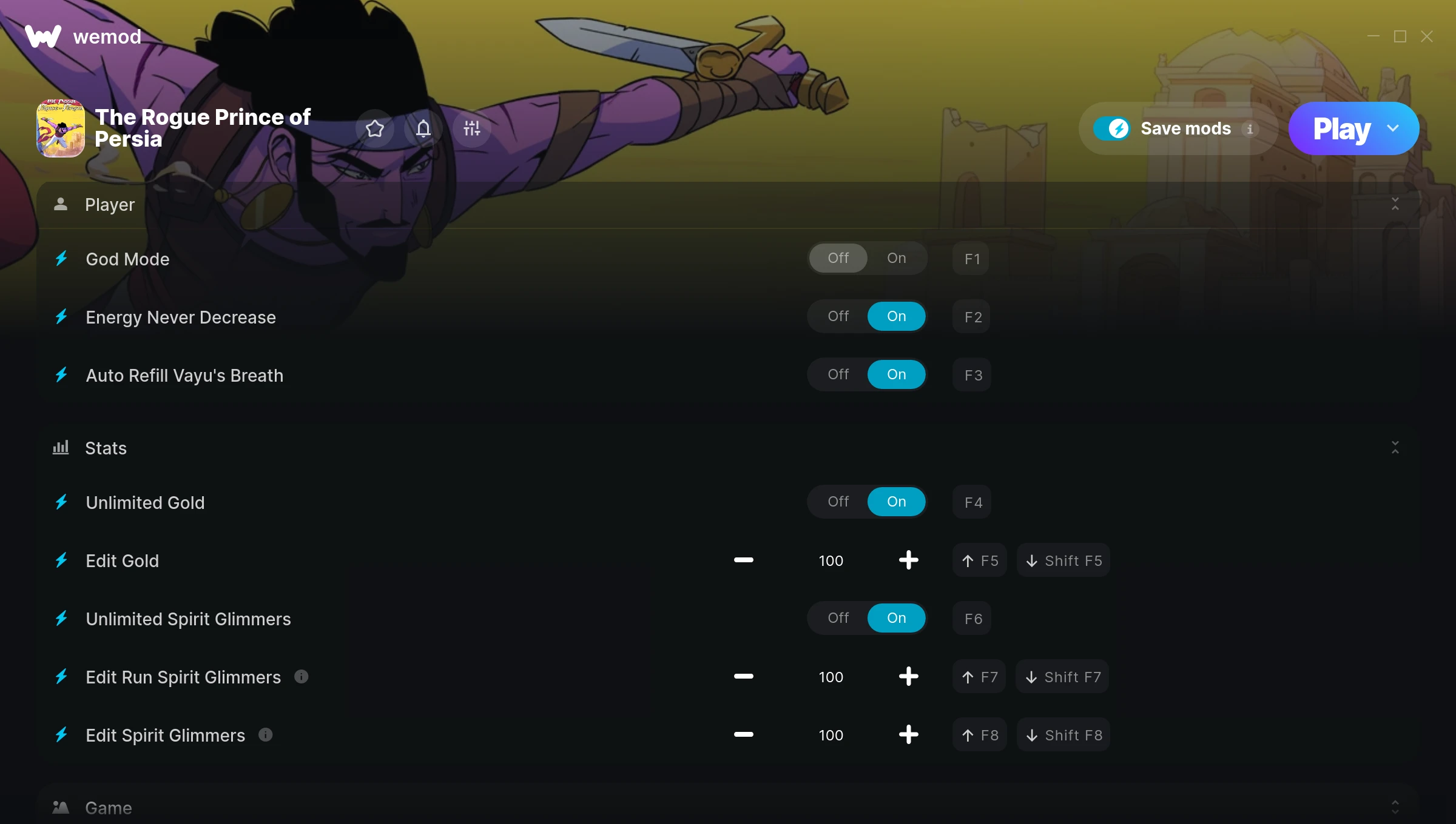 The Rogue Prince of Persia Trainer screenshot