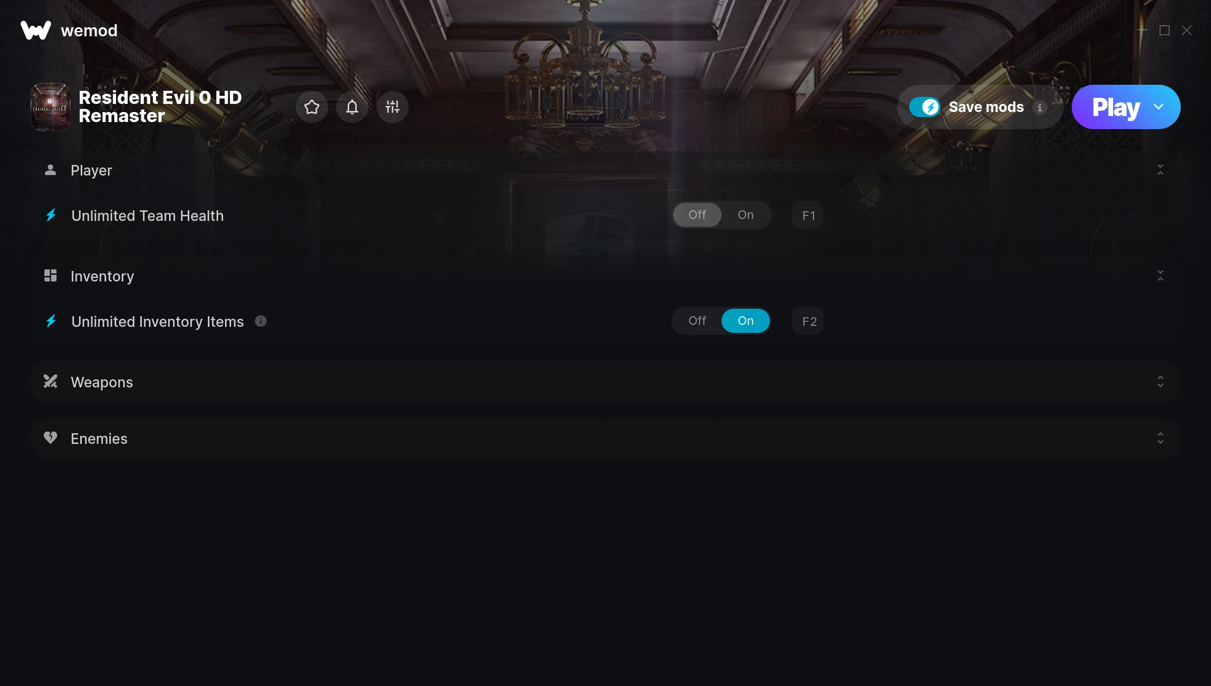 Resident Evil 0 HD Remaster Trainer screenshot