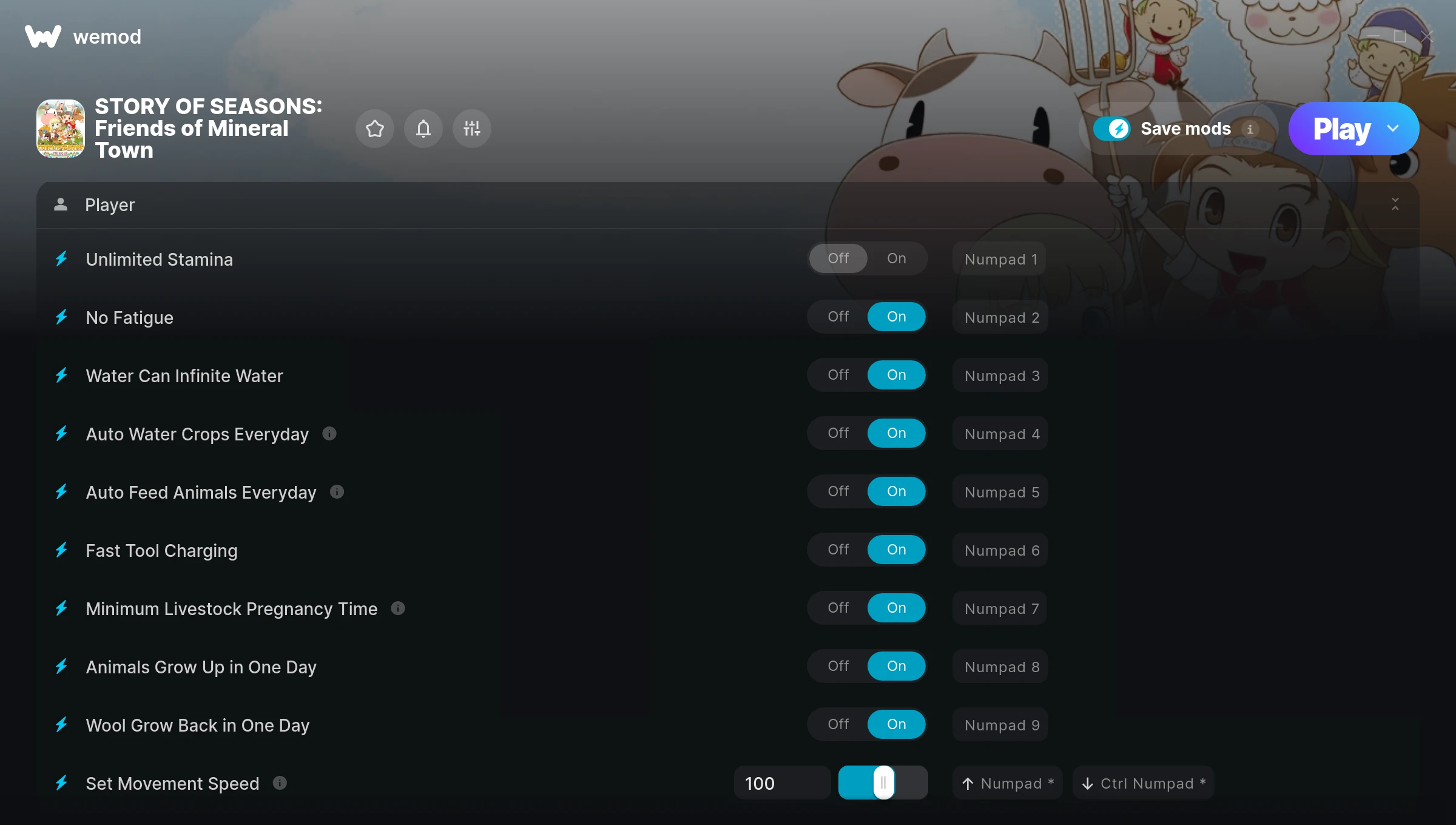 Story of Seasons Friends of Mineral Town Trainer screenshot