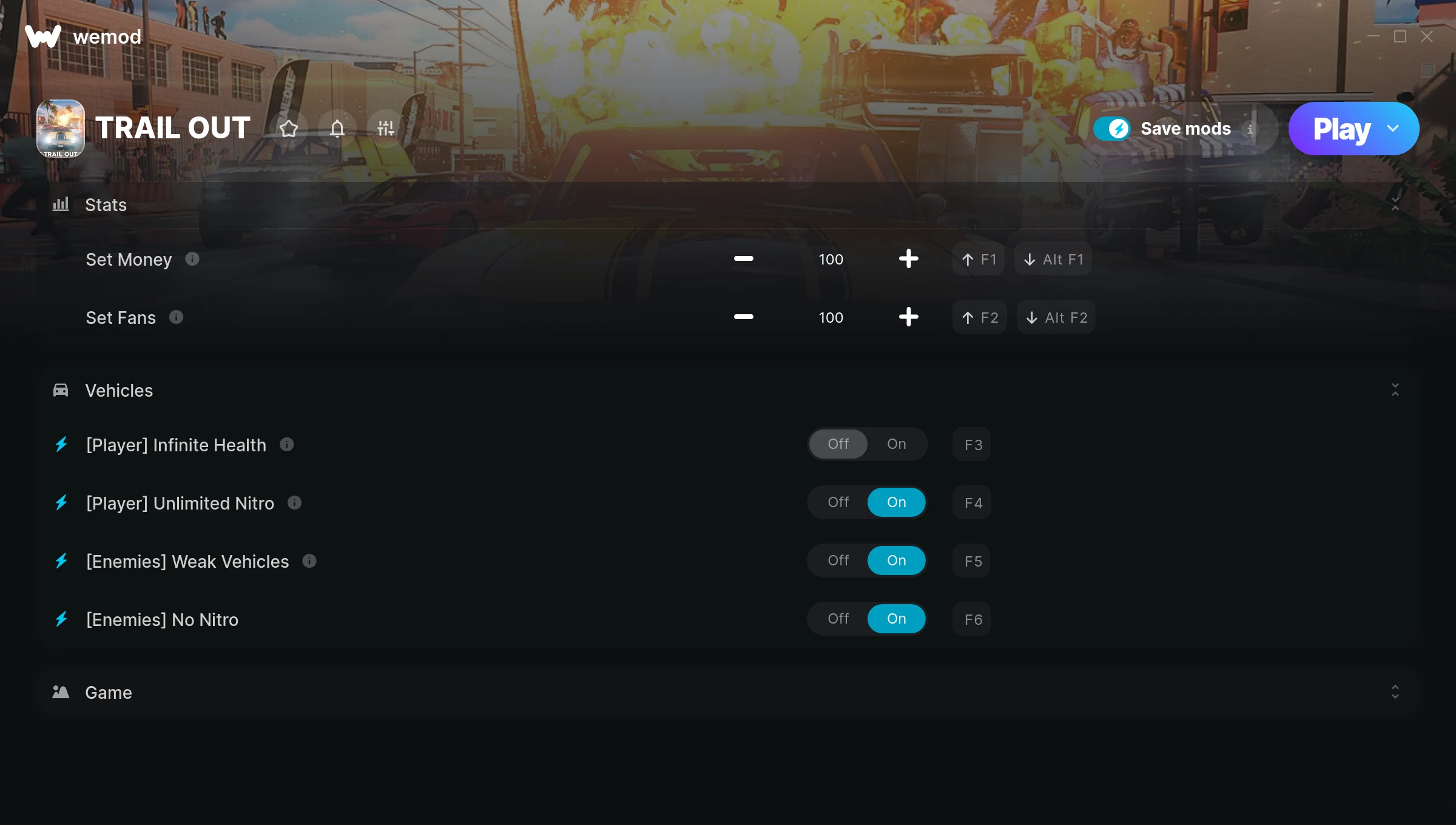 TRAIL OUT Trainer screenshot