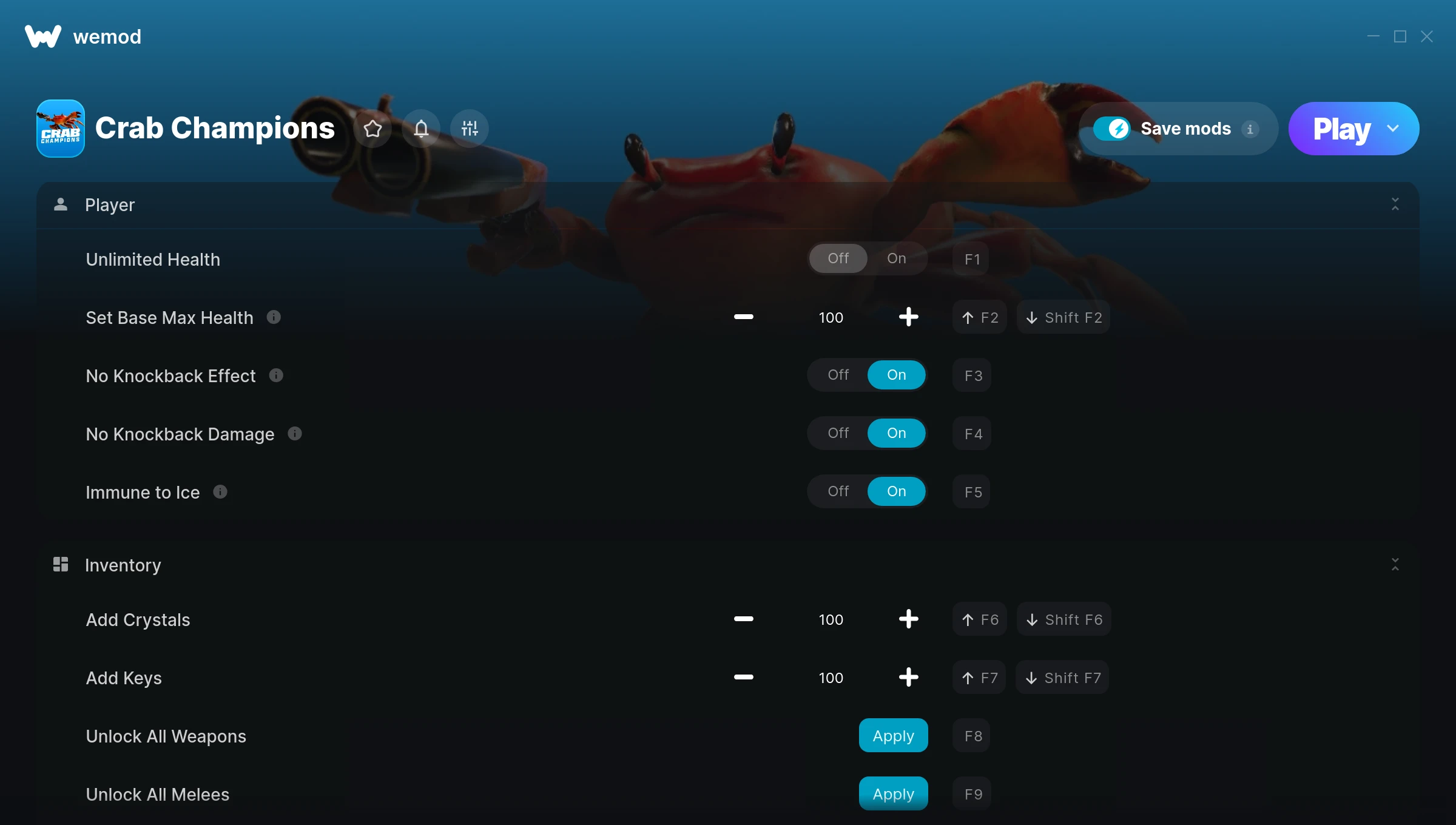 Crab Champions Trainer screenshot