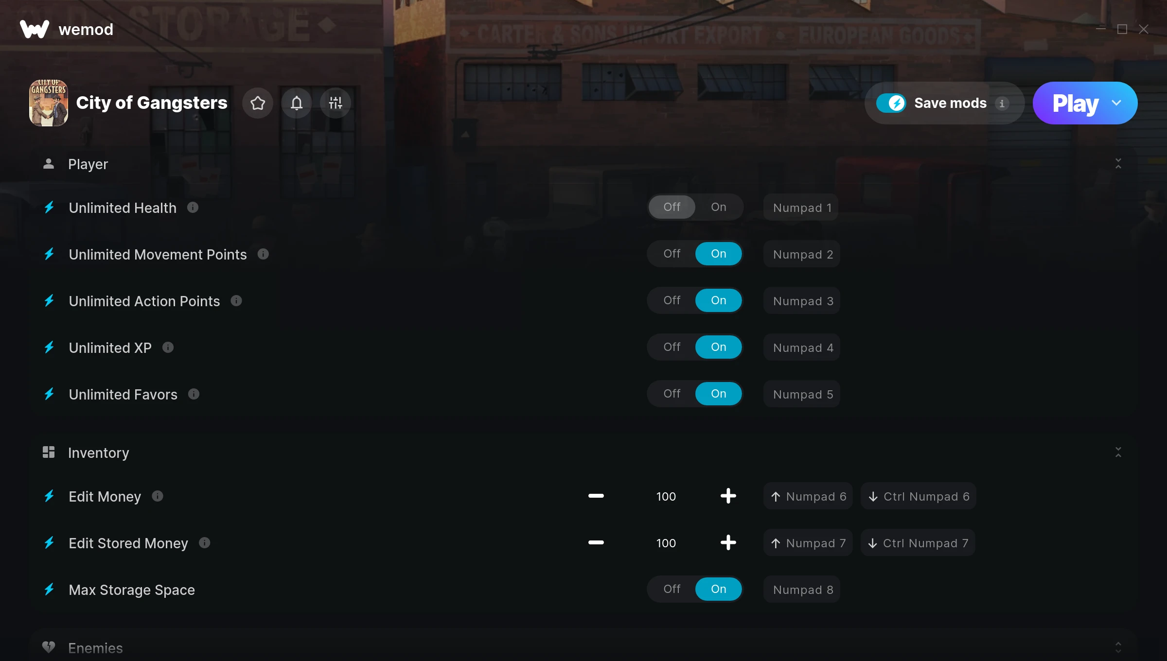 City of Gangsters Trainer screenshot