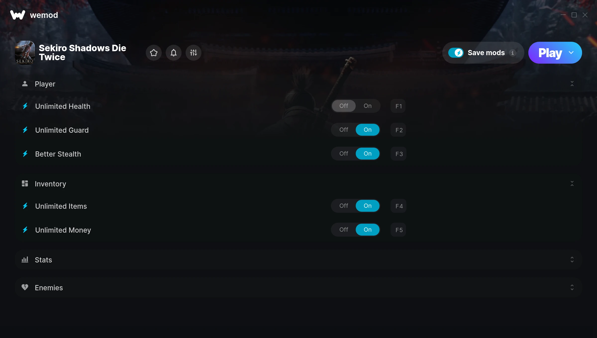 Sekiro Shadows Die Twice Trainer screenshot