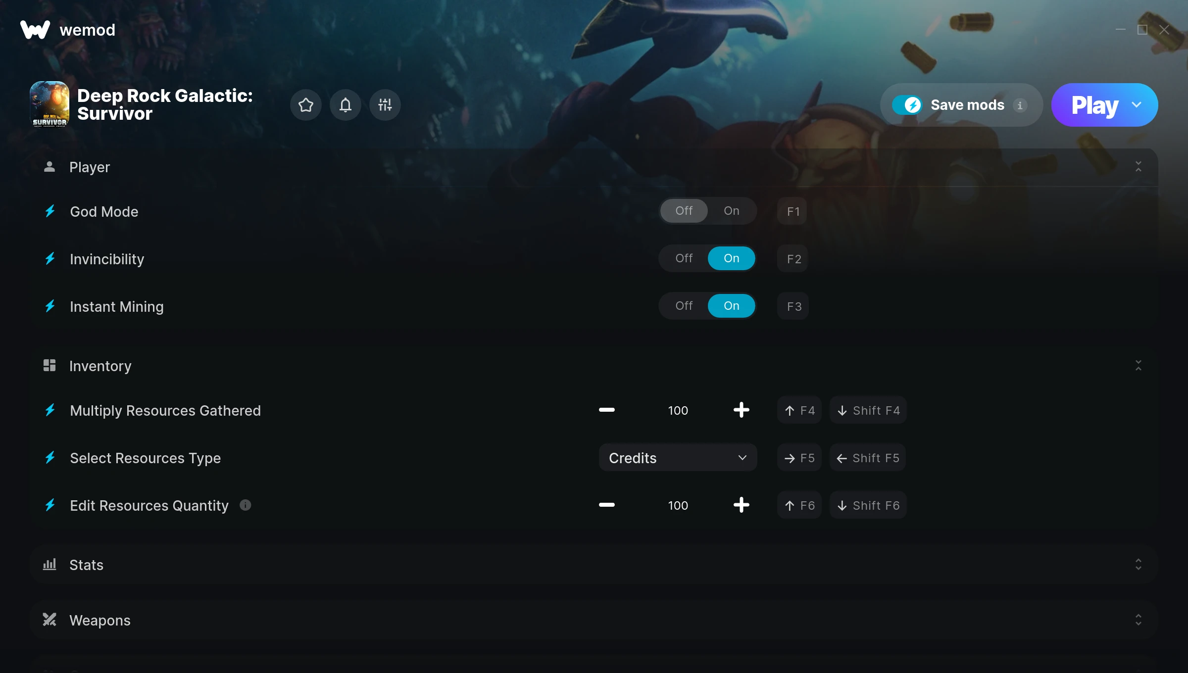 Deep Rock Galactic Survivor Trainer screenshot