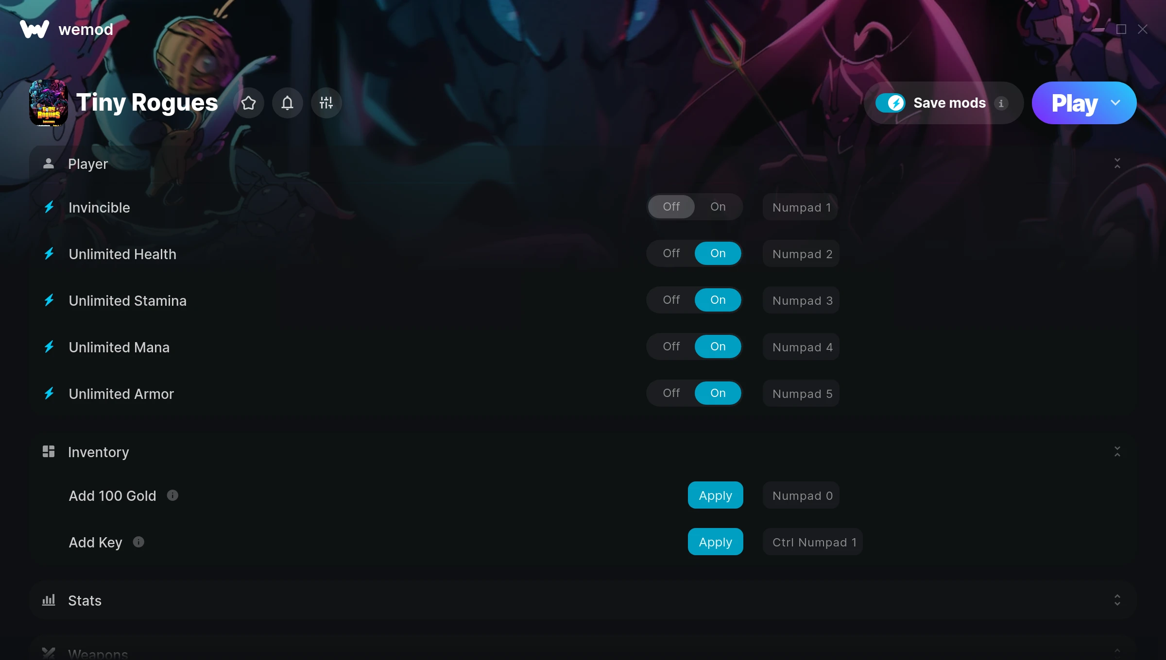 Tiny Rogues Trainer screenshot