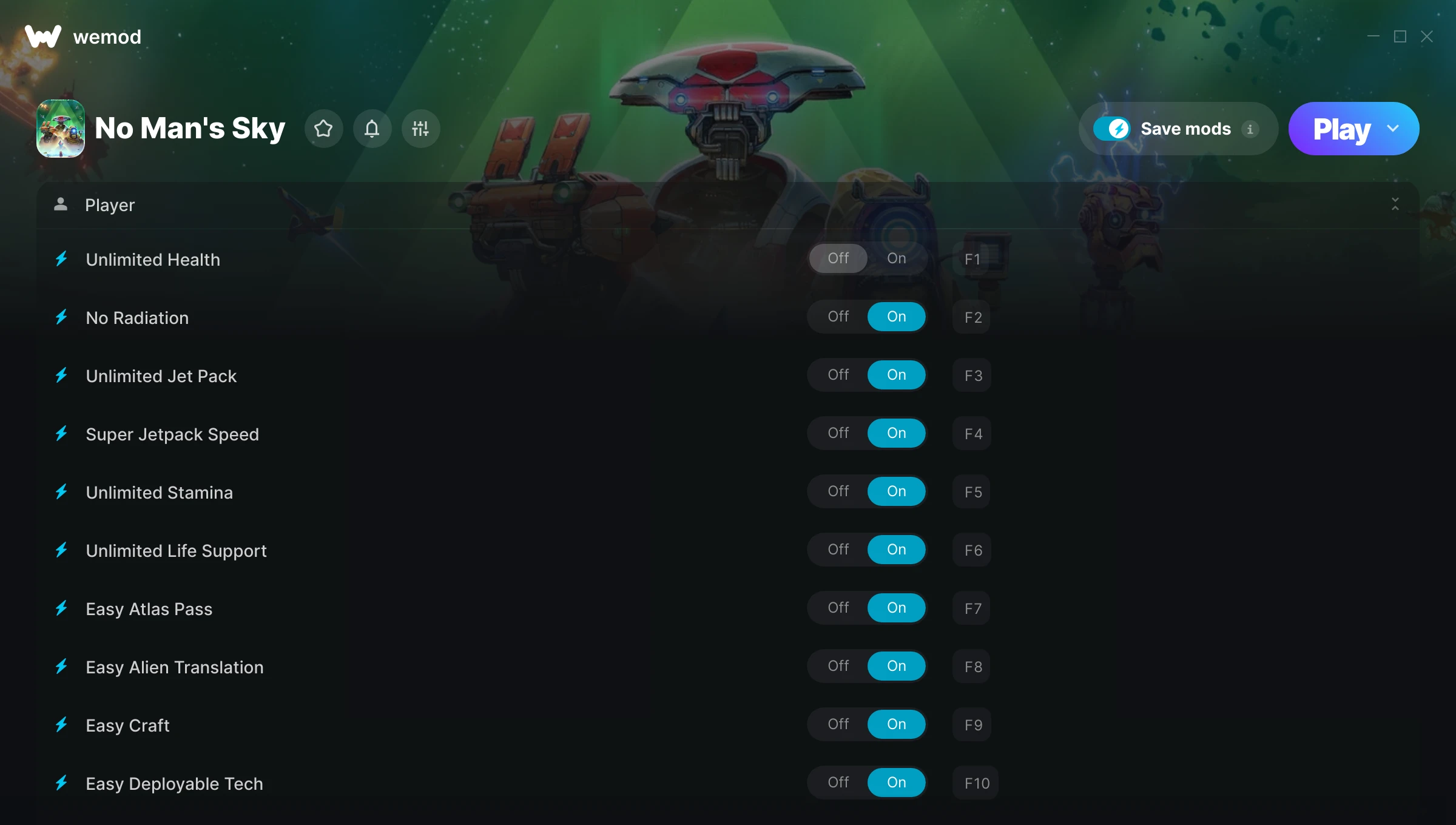 No Mans Sky Trainer screenshot