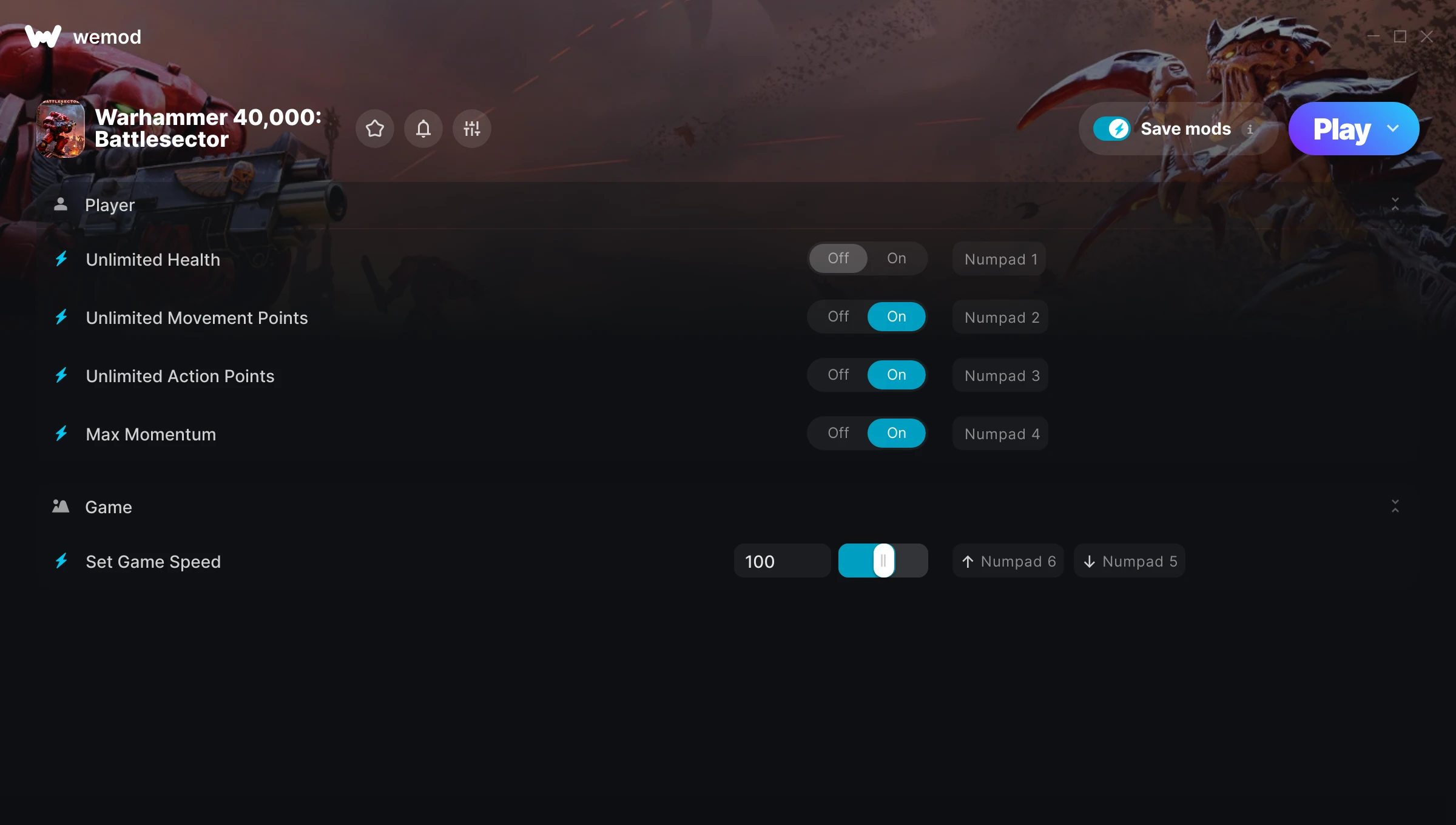 Warhammer 40,000: Battlesector Trainer screenshot