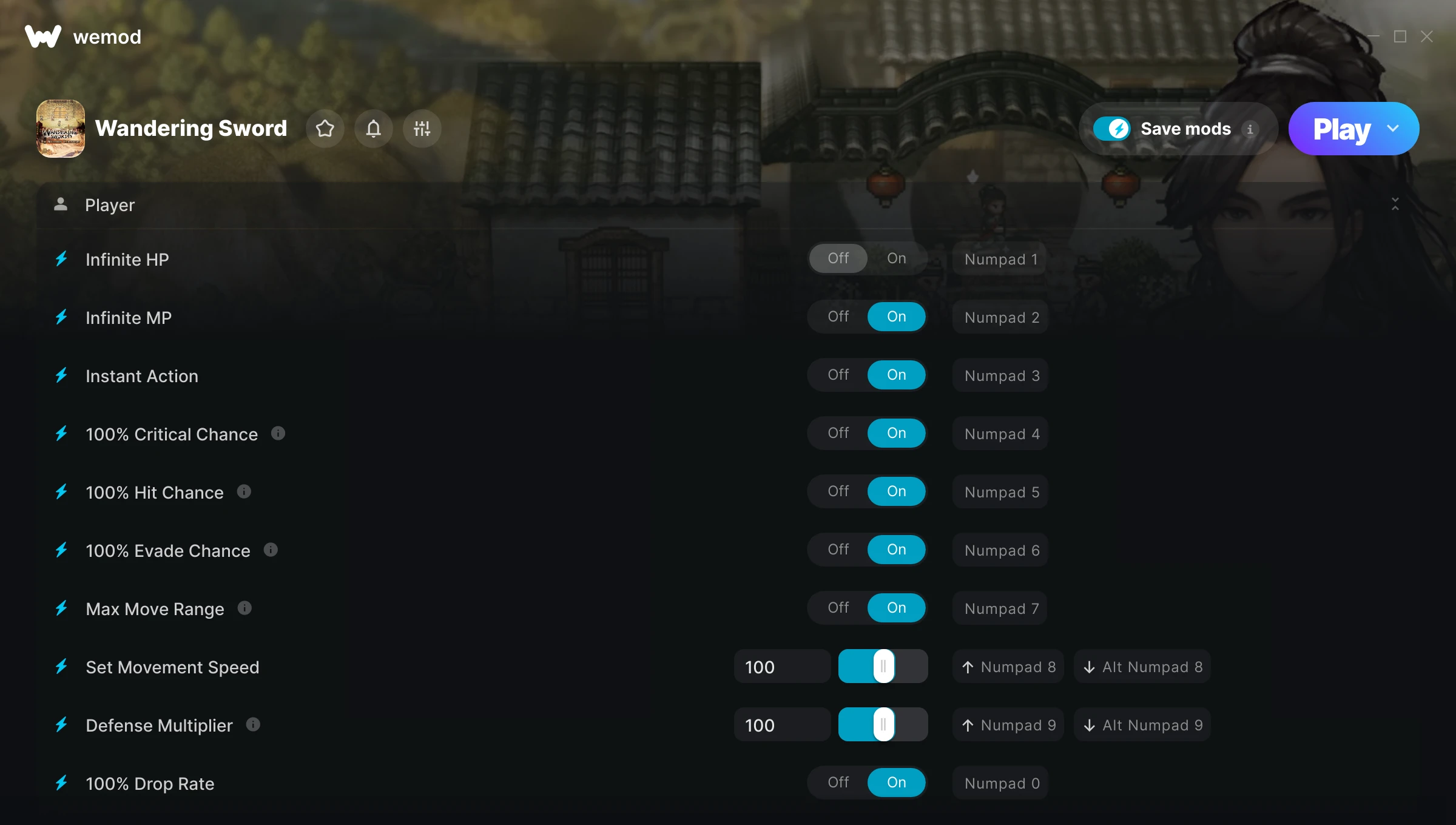 Wandering Sword Trainer screenshot