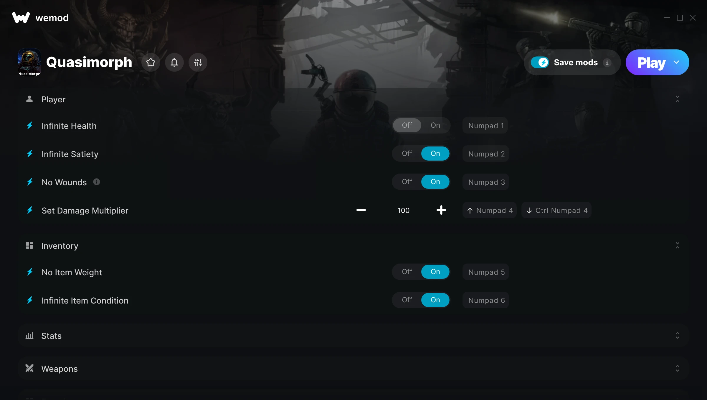 Quasimorph Trainer screenshot