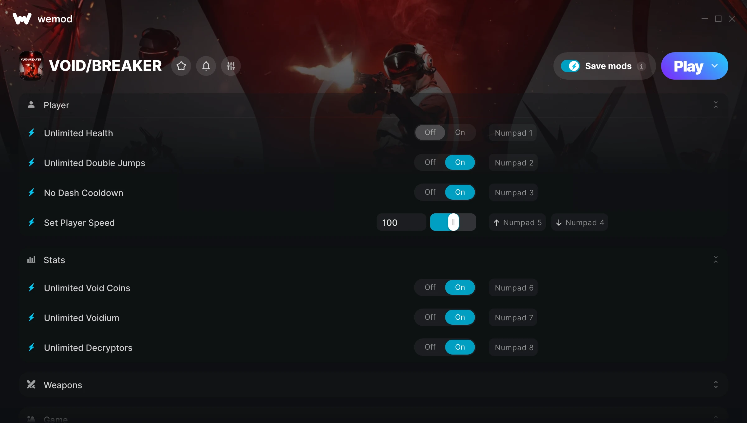 VOID/BREAKER Trainer screenshot