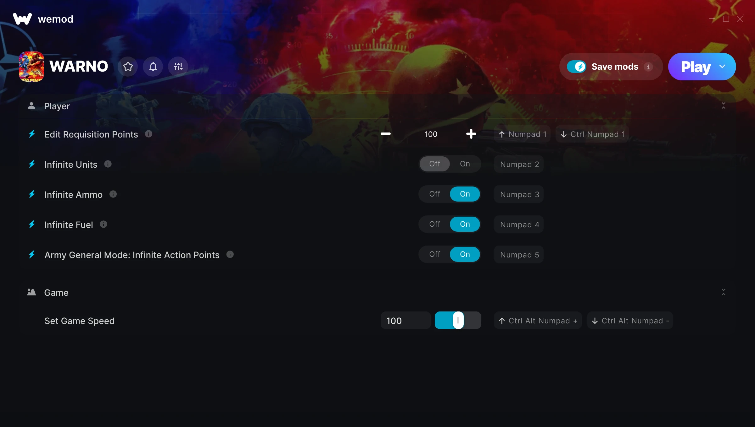 Warno Trainer screenshot