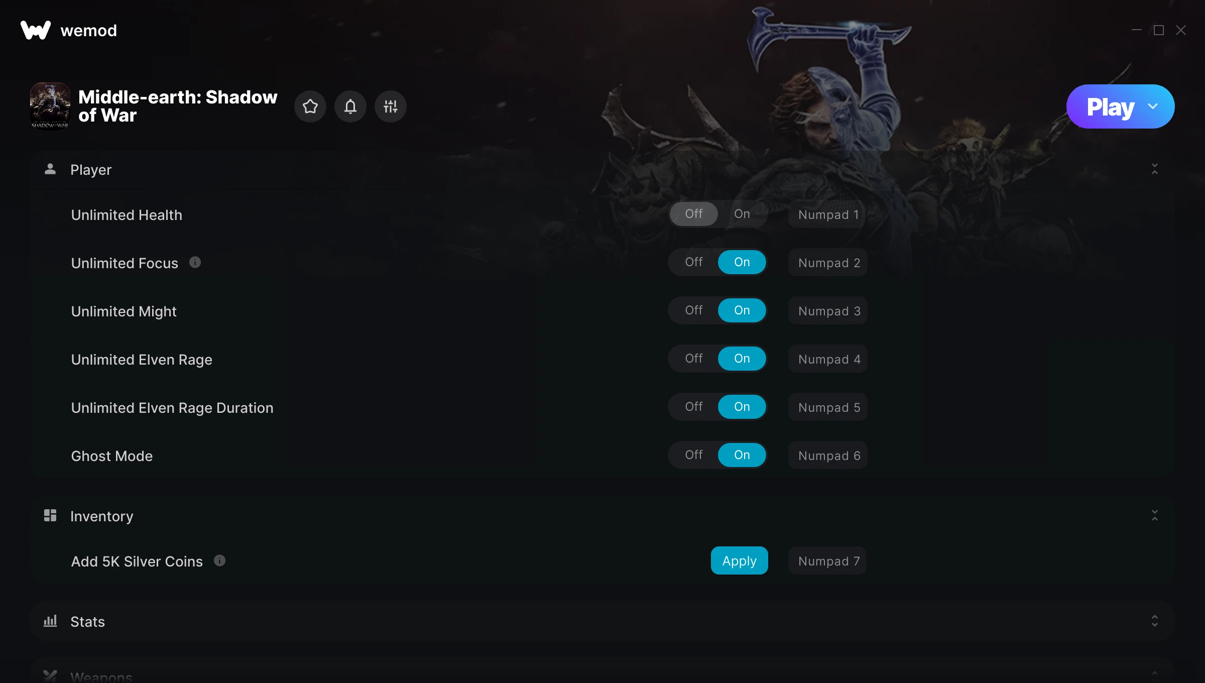 Middle Earth Shadow of War Trainer screenshot
