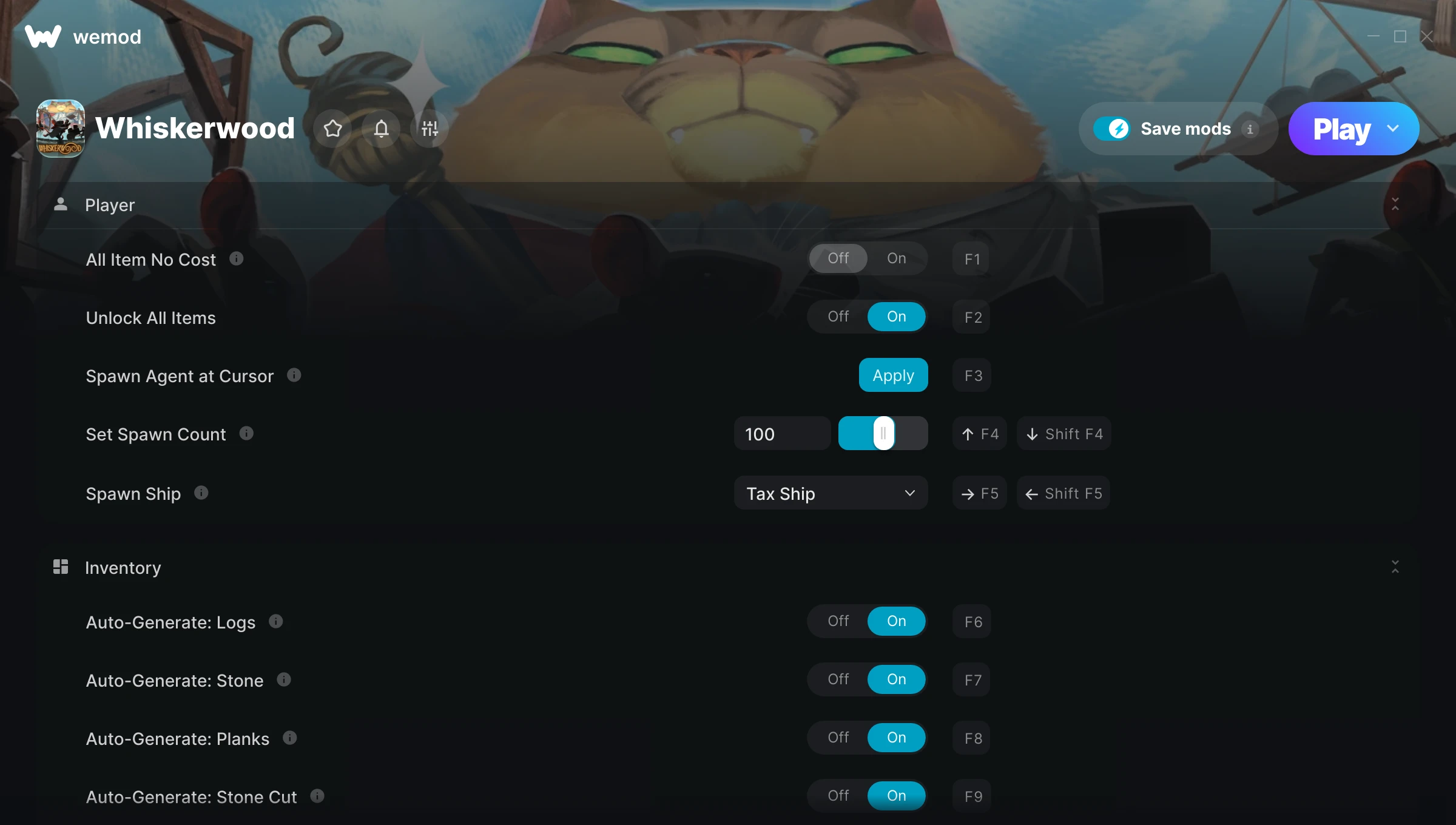 Whiskerwood Trainer screenshot