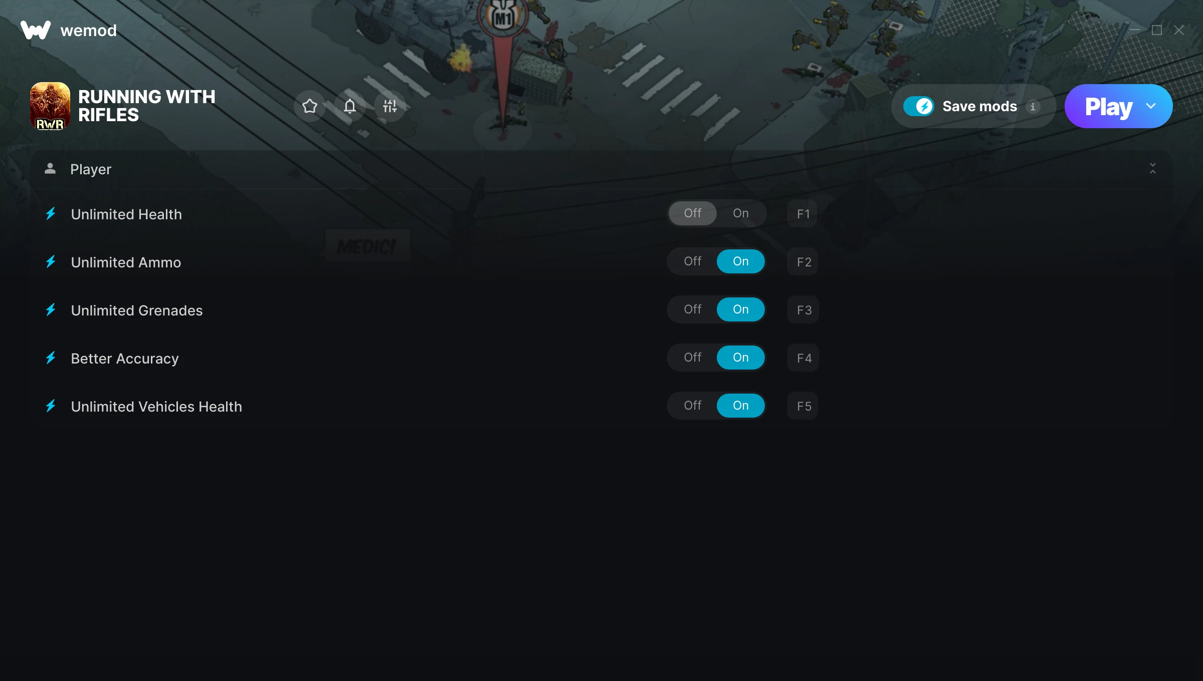 RUNNING WITH RIFLES Trainer screenshot