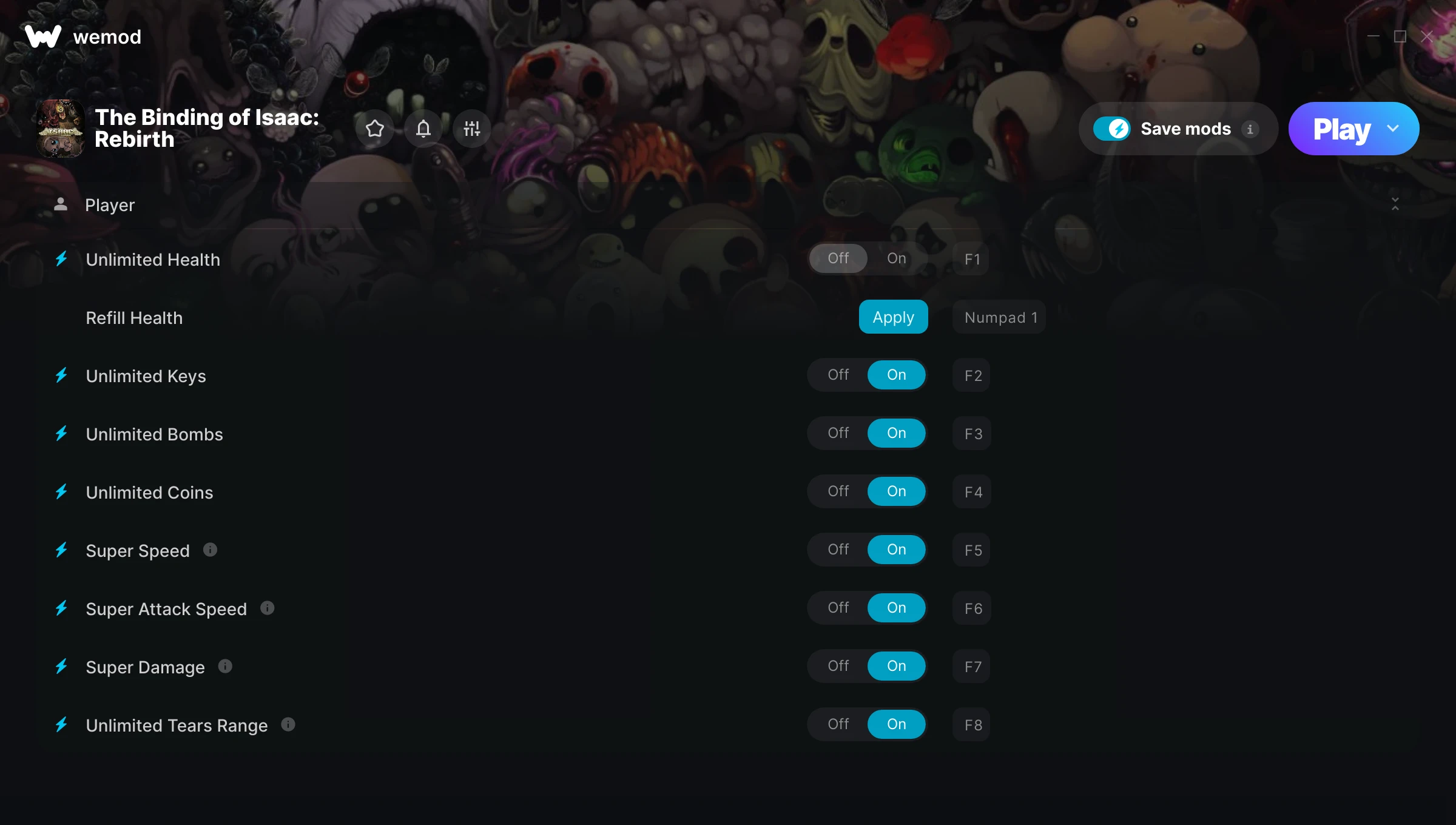 The Binding of Isaac Rebirth Trainer screenshot