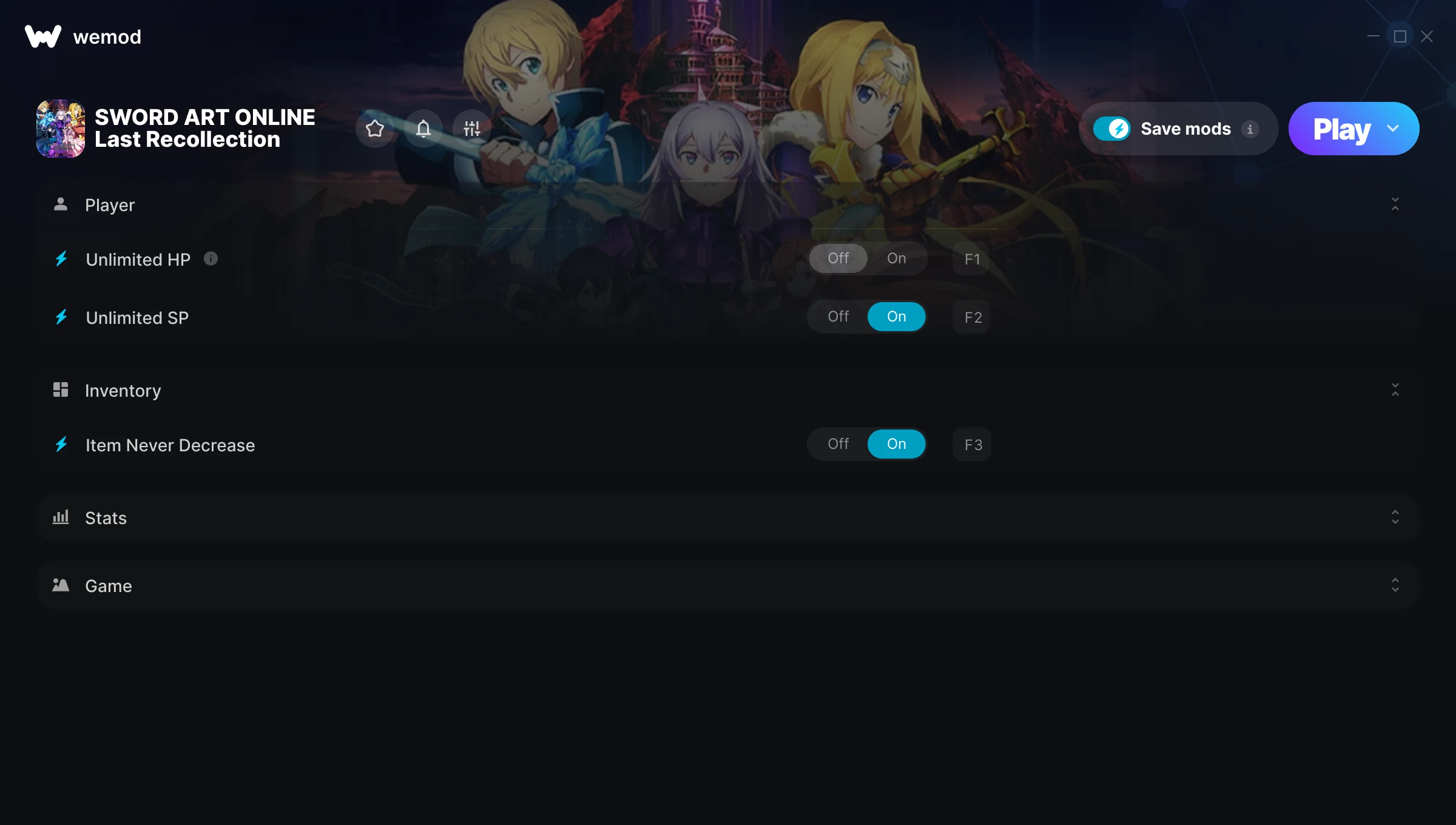 SWORD ART ONLINE Last Recollection Trainer screenshot