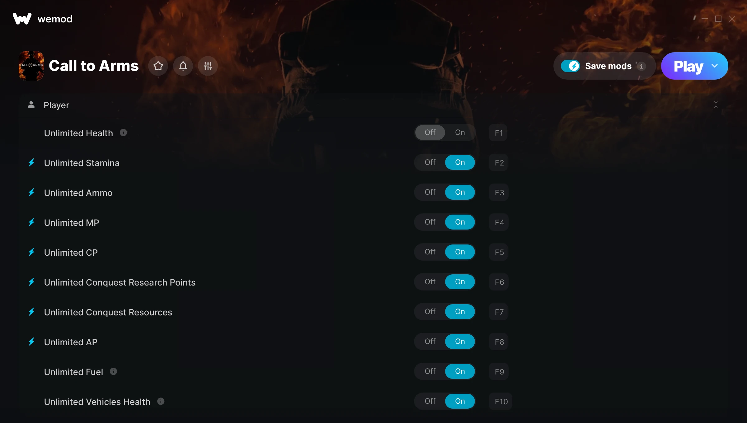 Call to Arms Trainer screenshot
