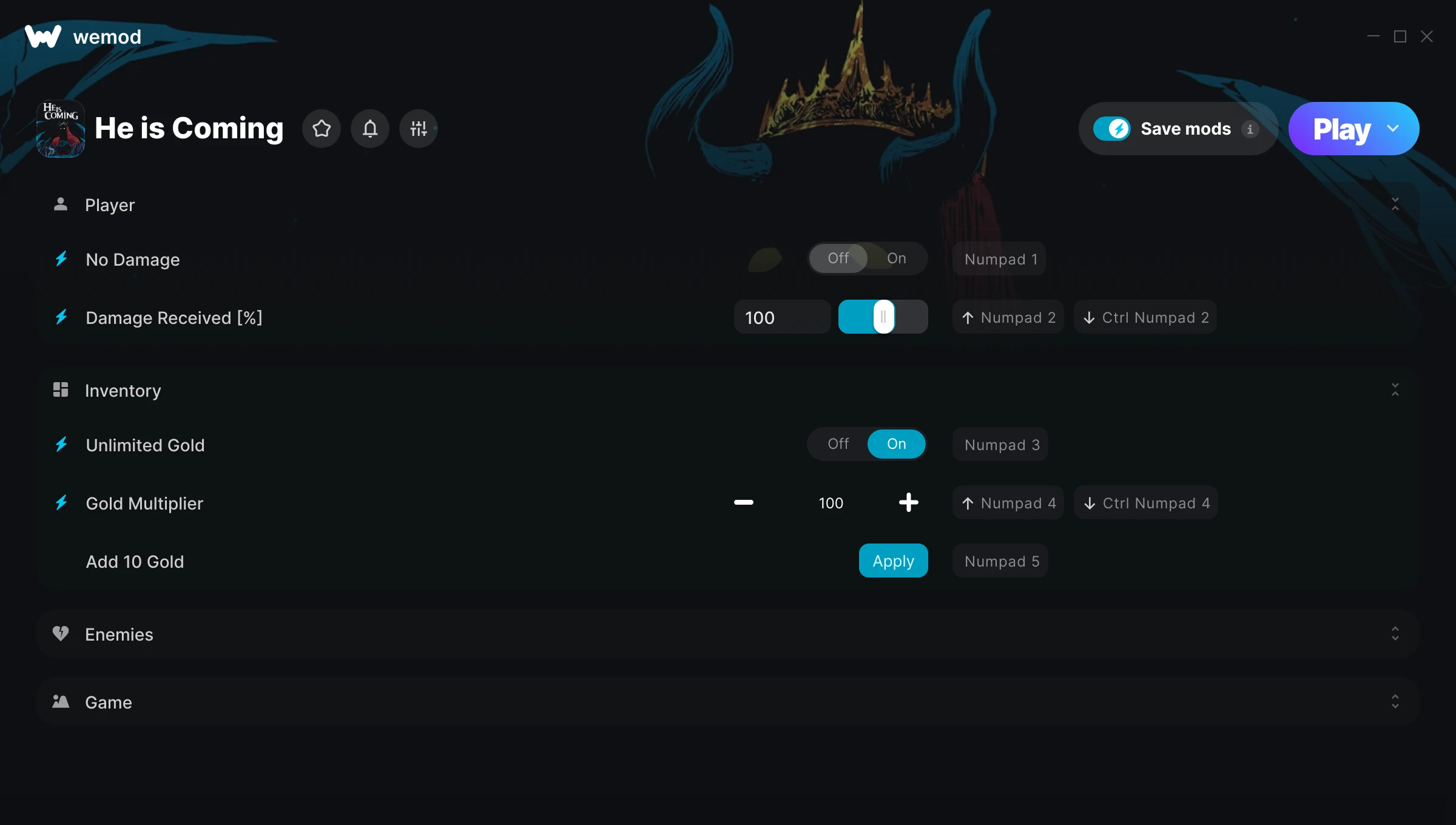 He is Coming Trainer screenshot