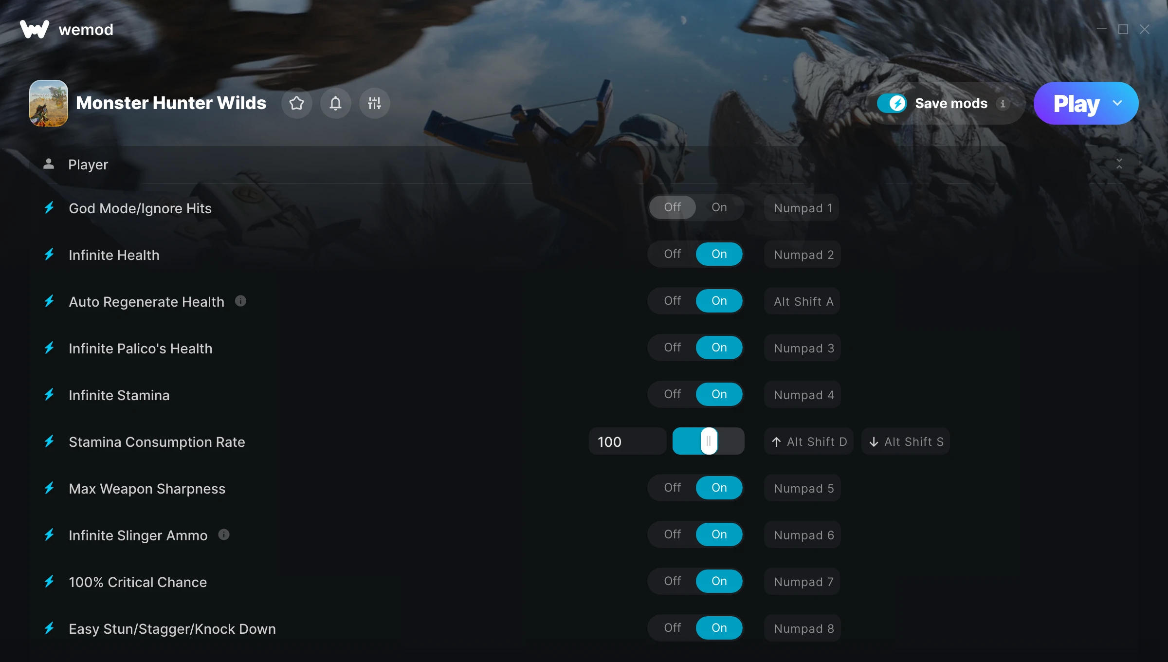 Monster Hunter Wilds Trainer screenshot