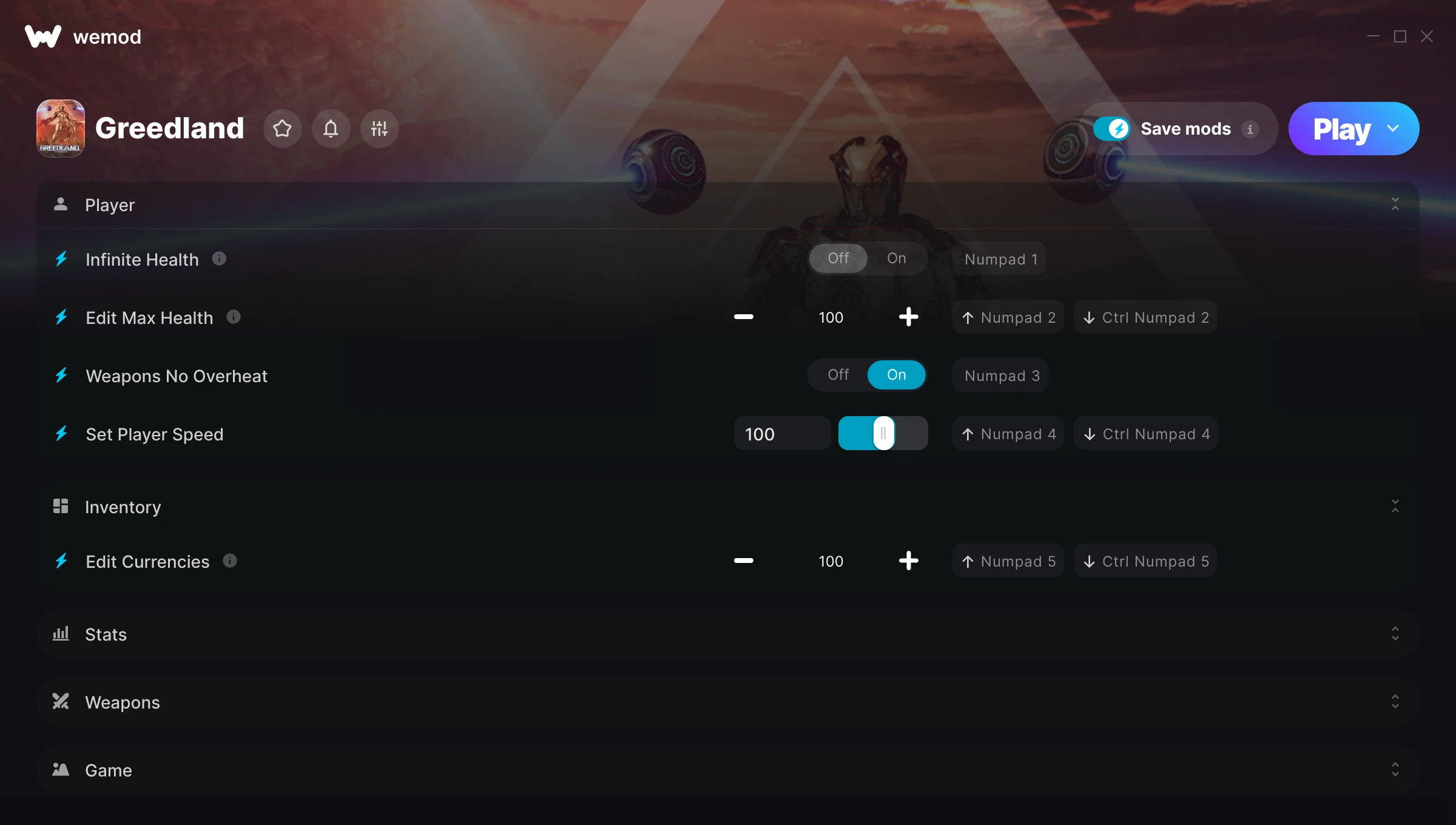 Greedland Trainer screenshot