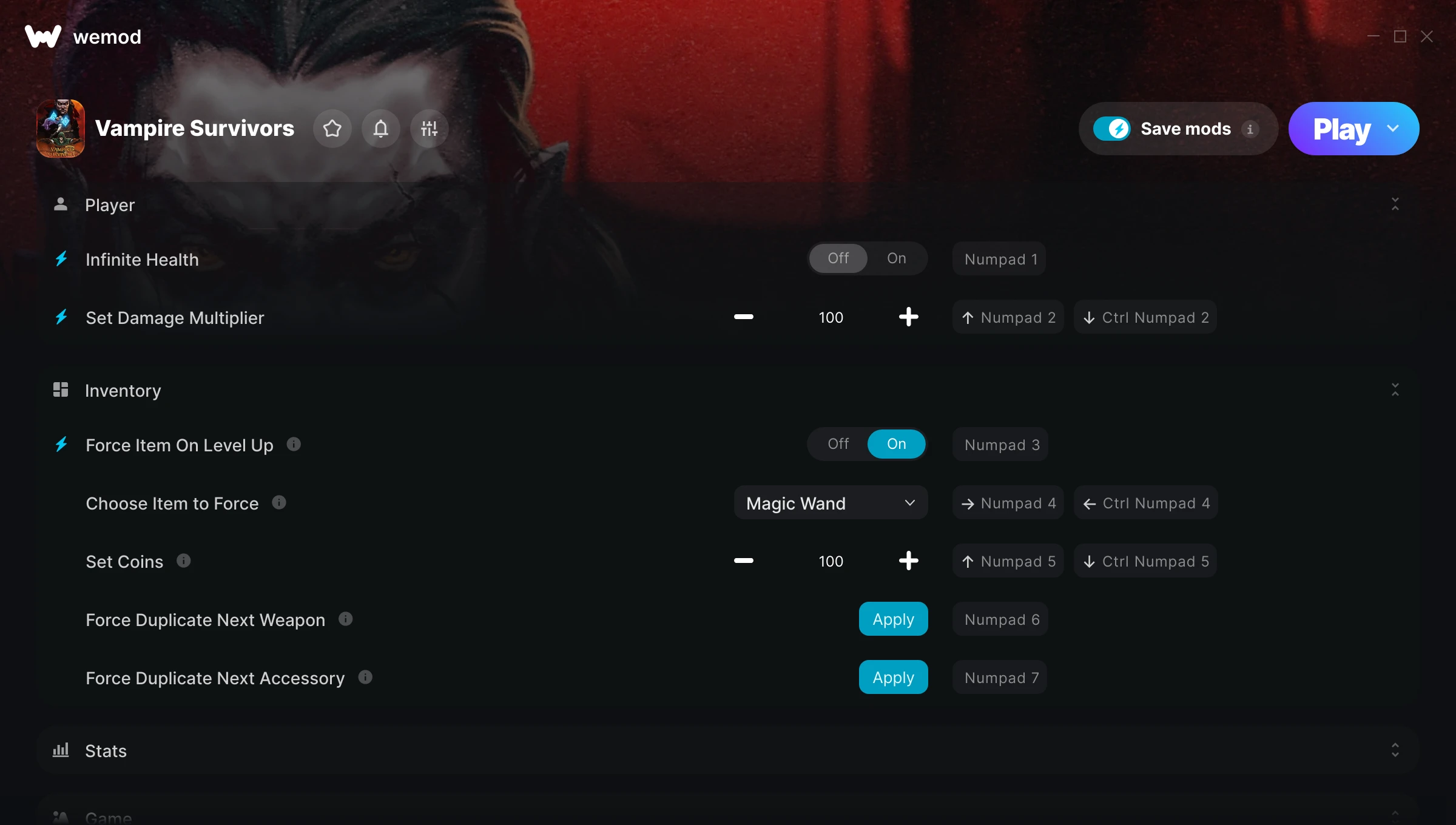 Vampire Survivors Trainer screenshot