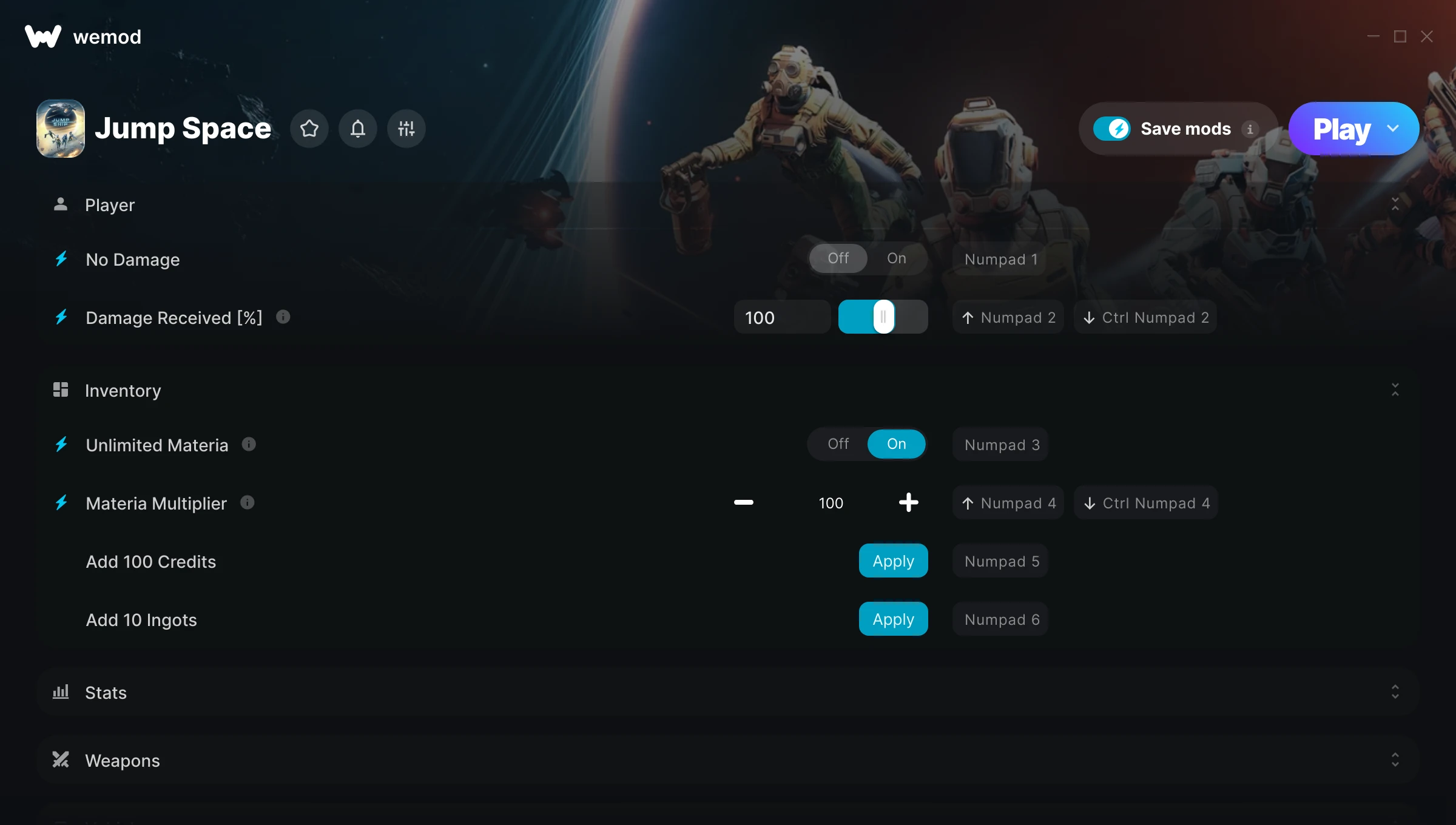 Jump Space Trainer screenshot