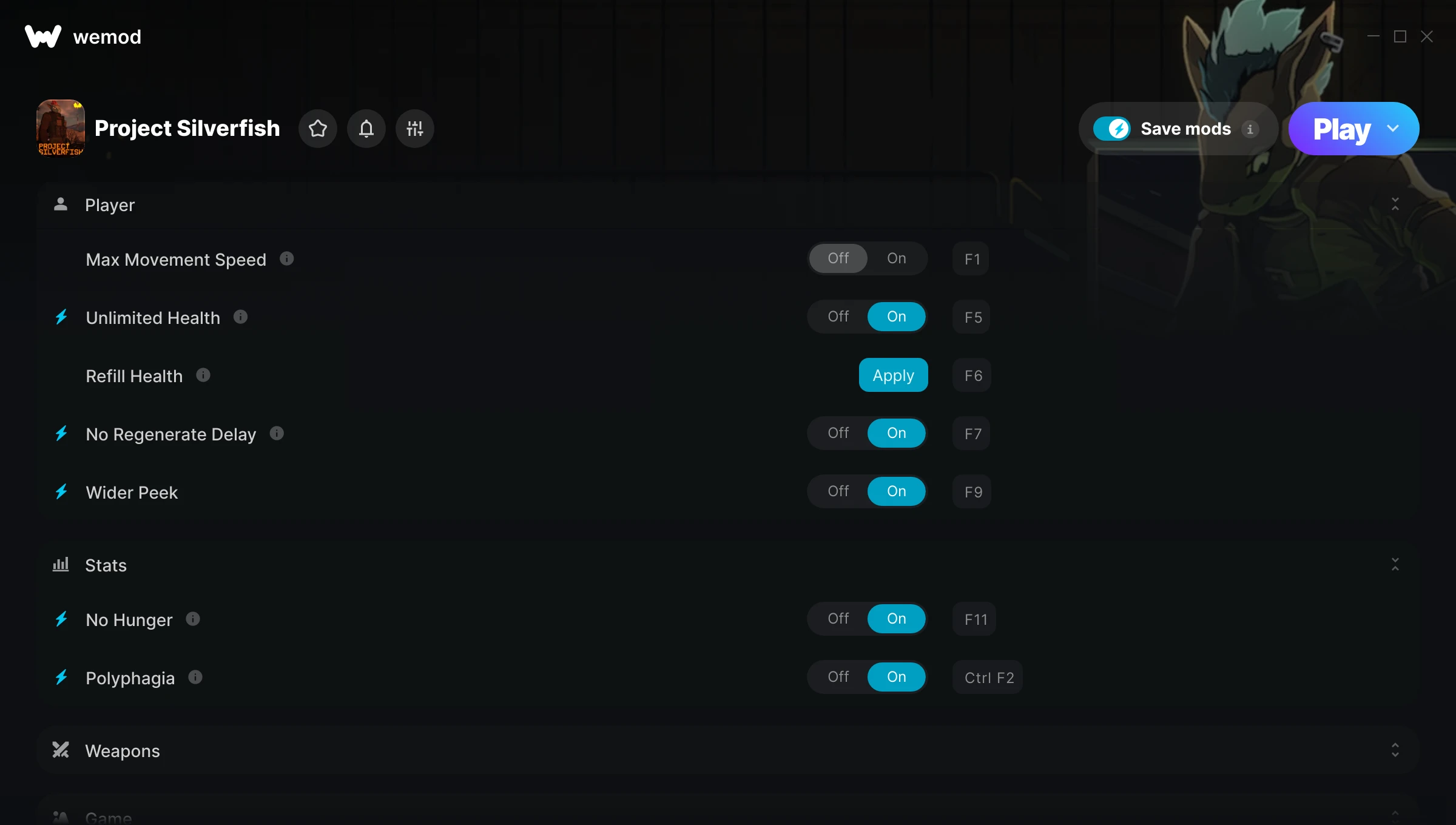 Project Silverfish Trainer screenshot