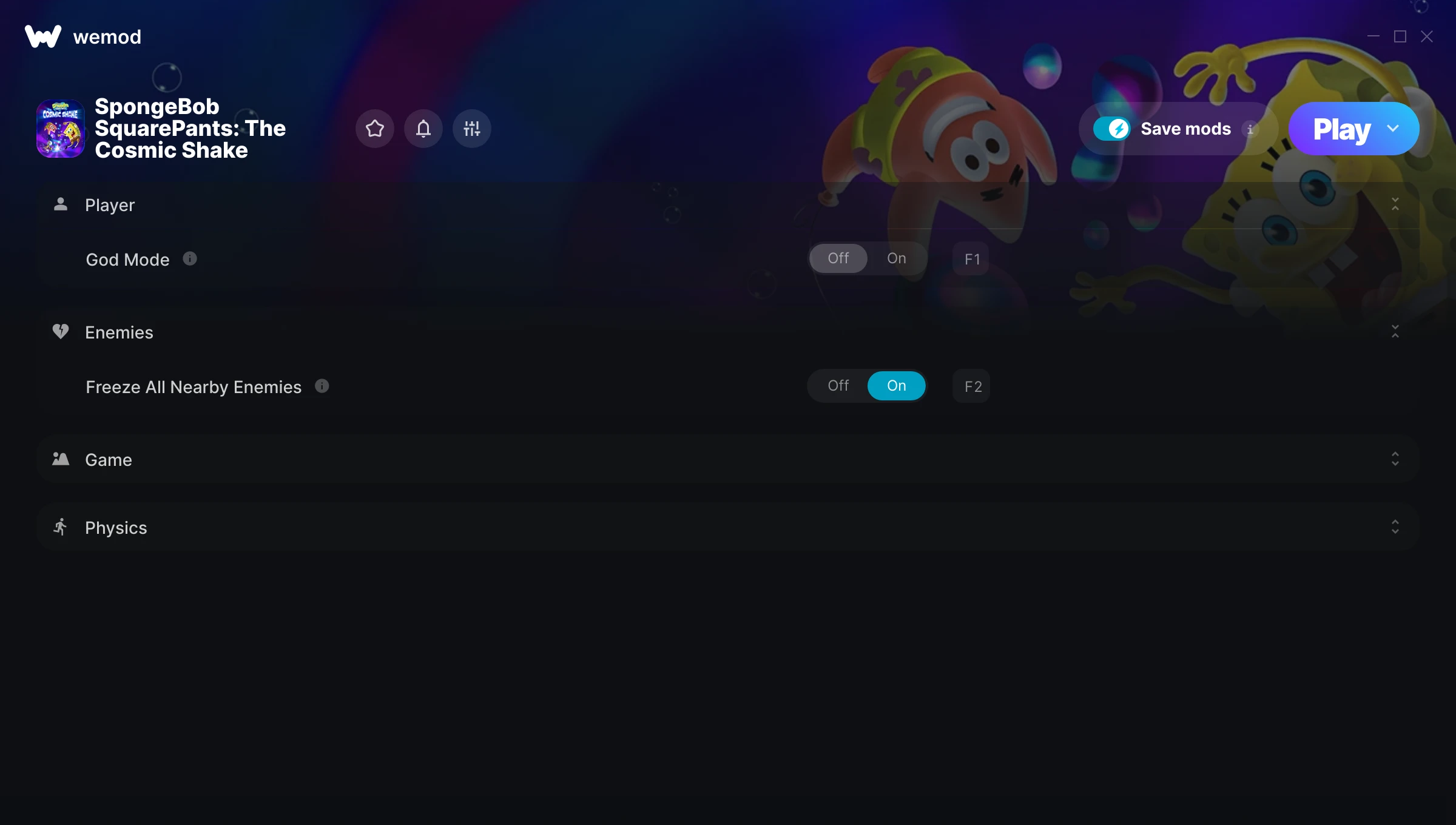 SpongeBob SquarePants: The Cosmic Shake Trainer screenshot