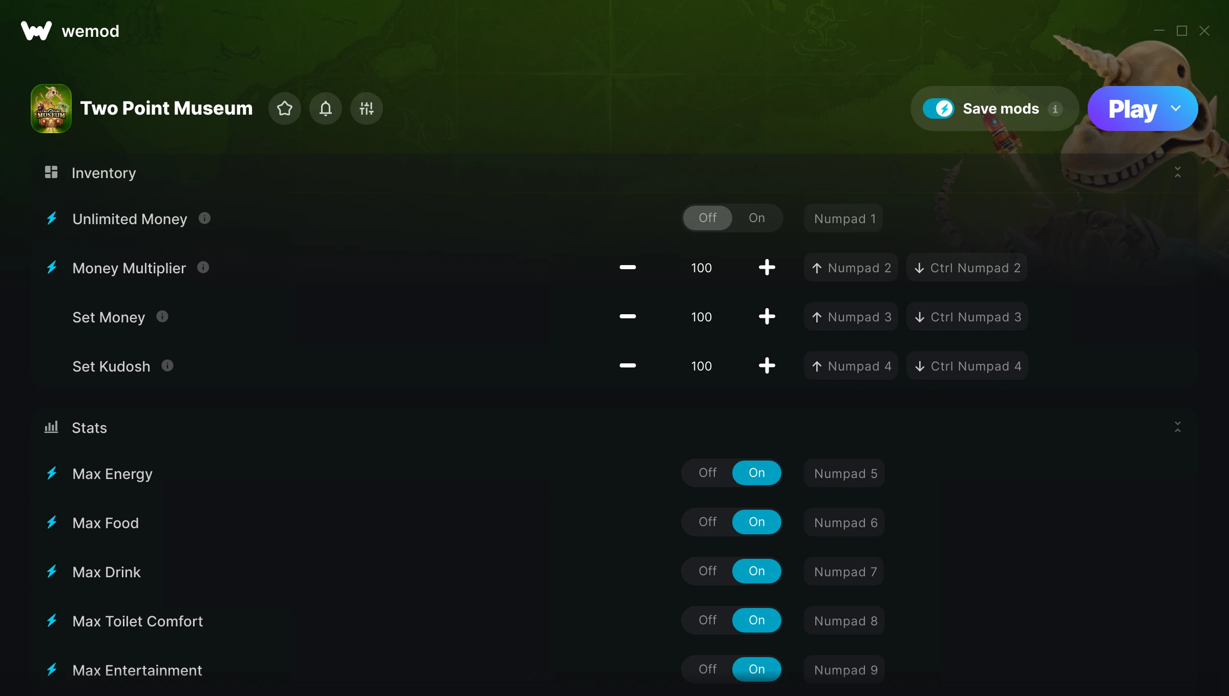 Two Point Museum Trainer screenshot