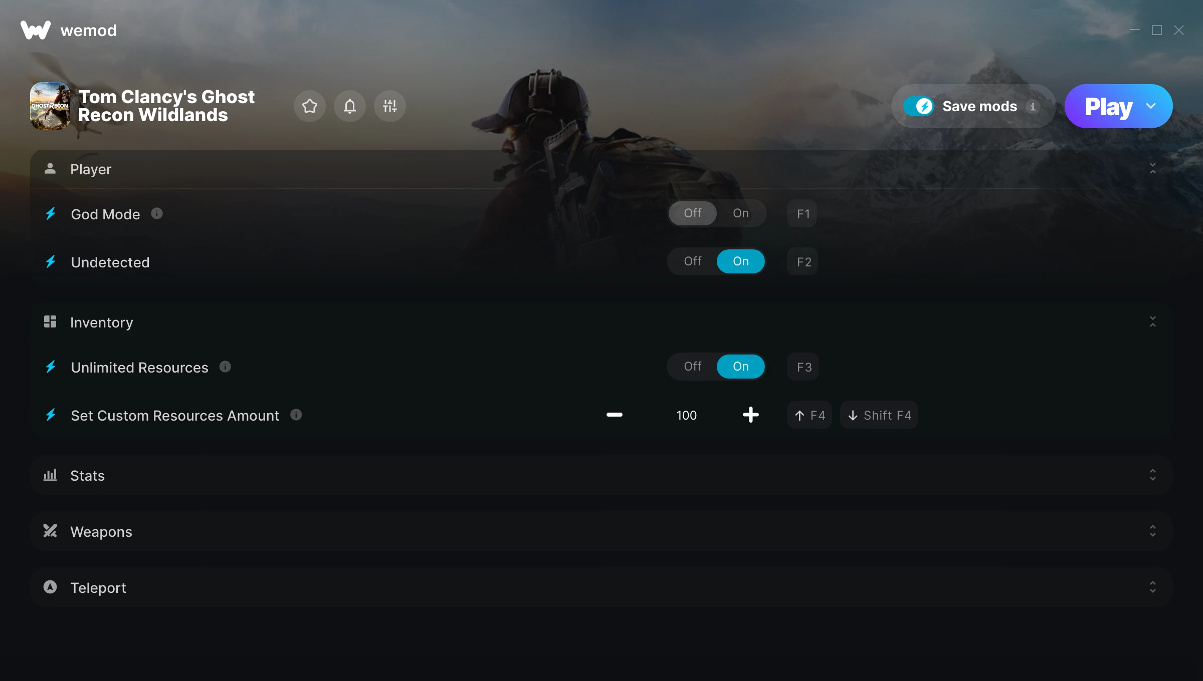 Tom Clancys Ghost Recon Wildlands Trainer screenshot