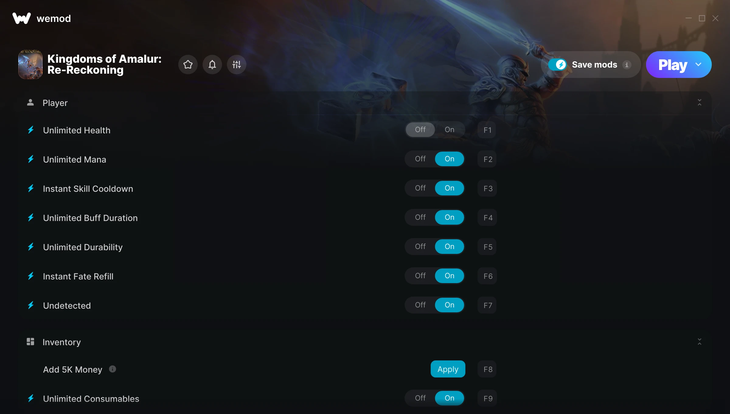 Kingdoms of Amalur Re Reckoning Trainer screenshot