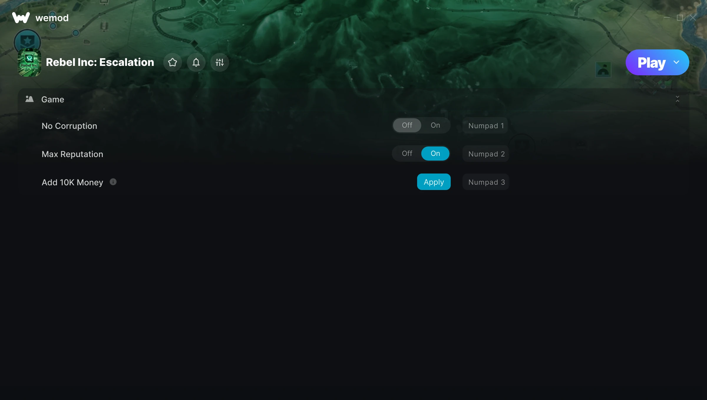 Rebel Inc Escalation Trainer screenshot