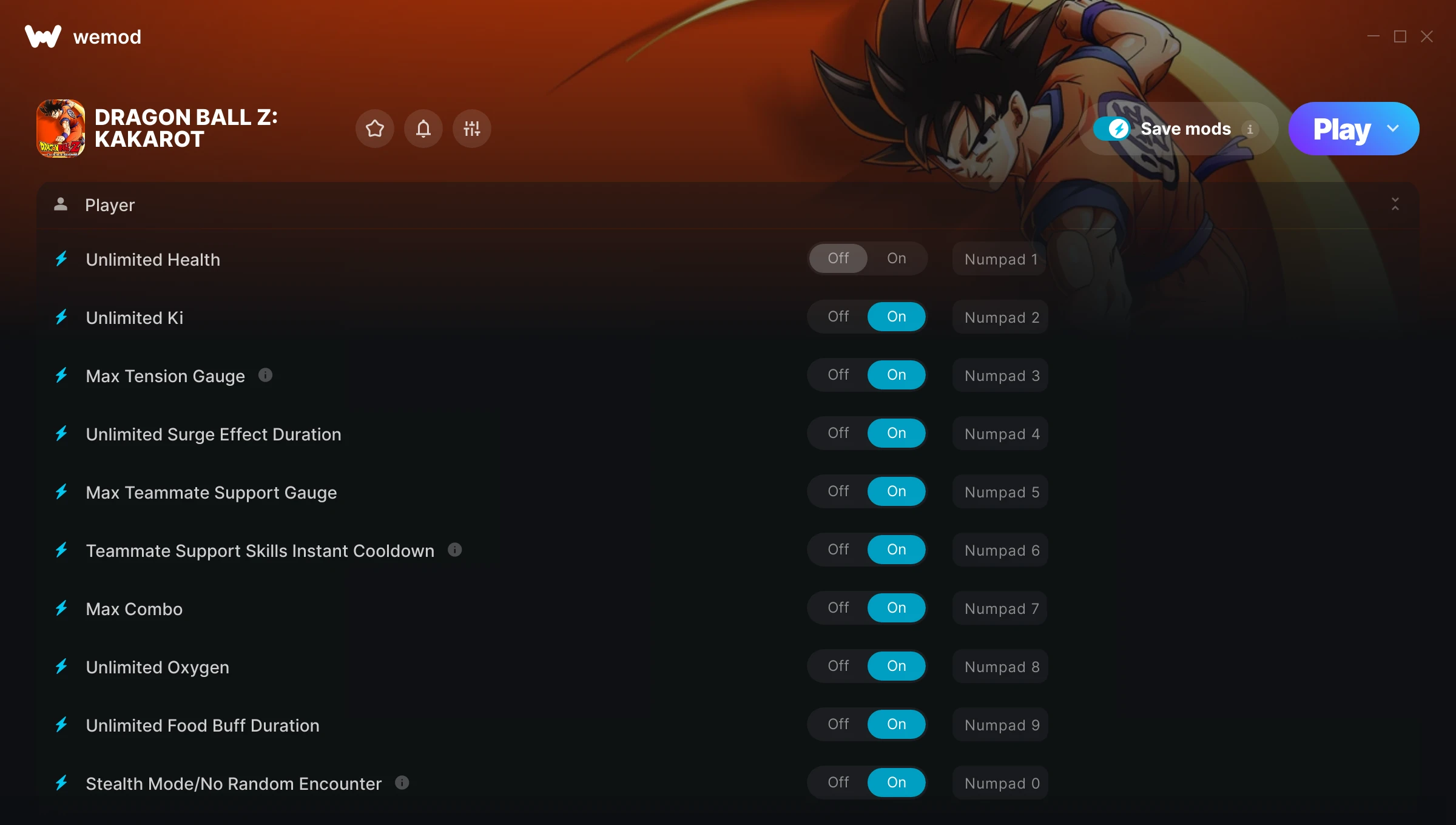 Dragon Ball Z Kakarot Trainer screenshot