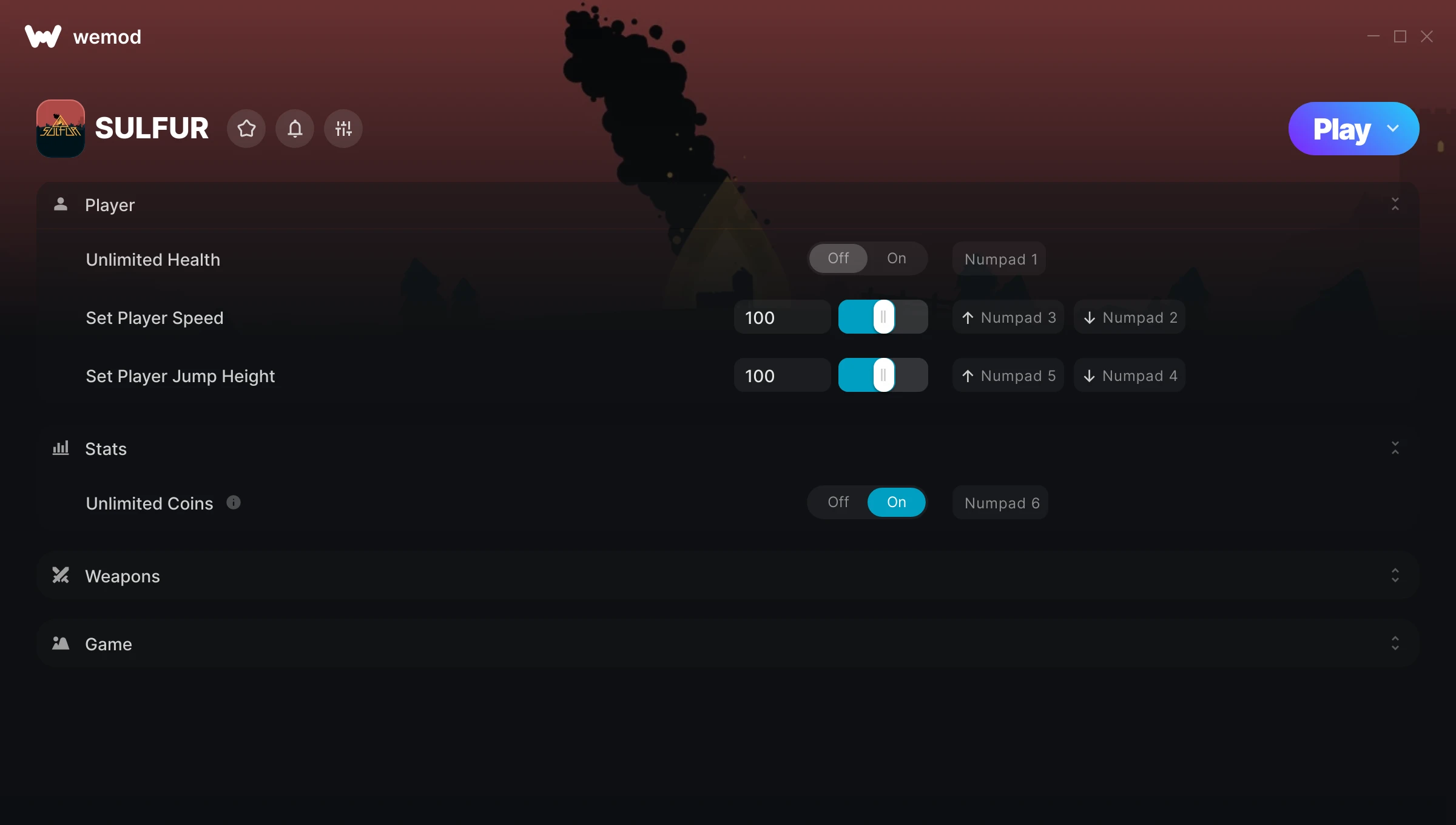 SULFUR Trainer screenshot