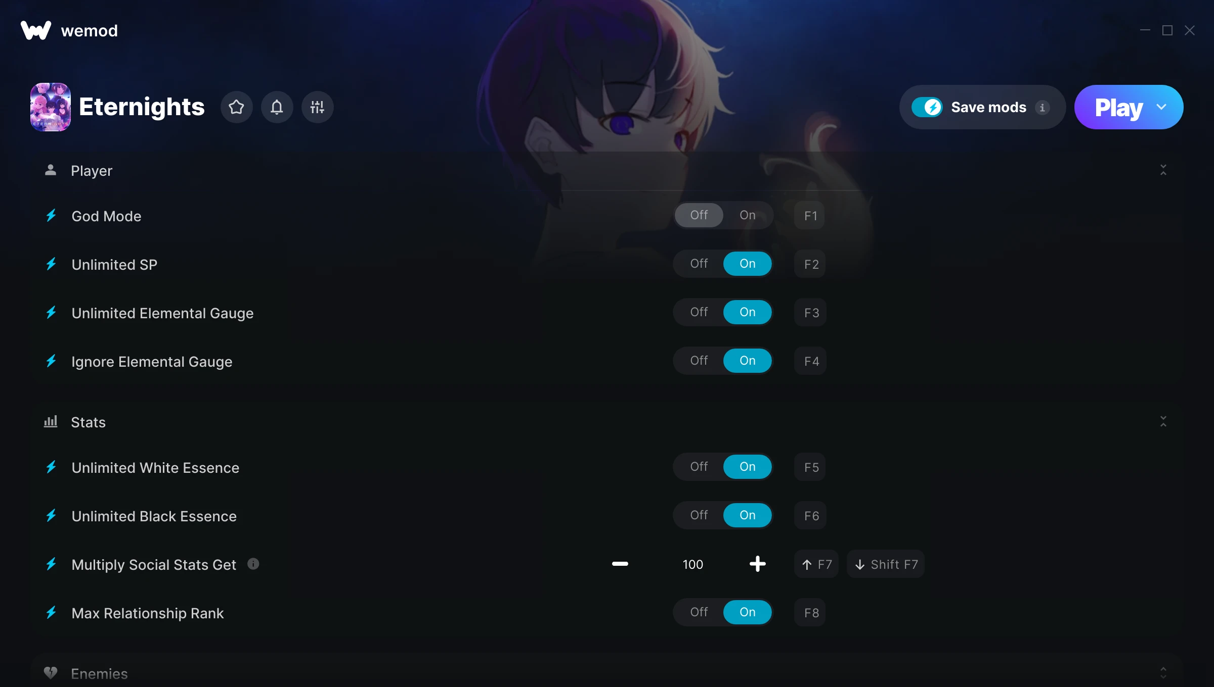 Eternights Trainer screenshot