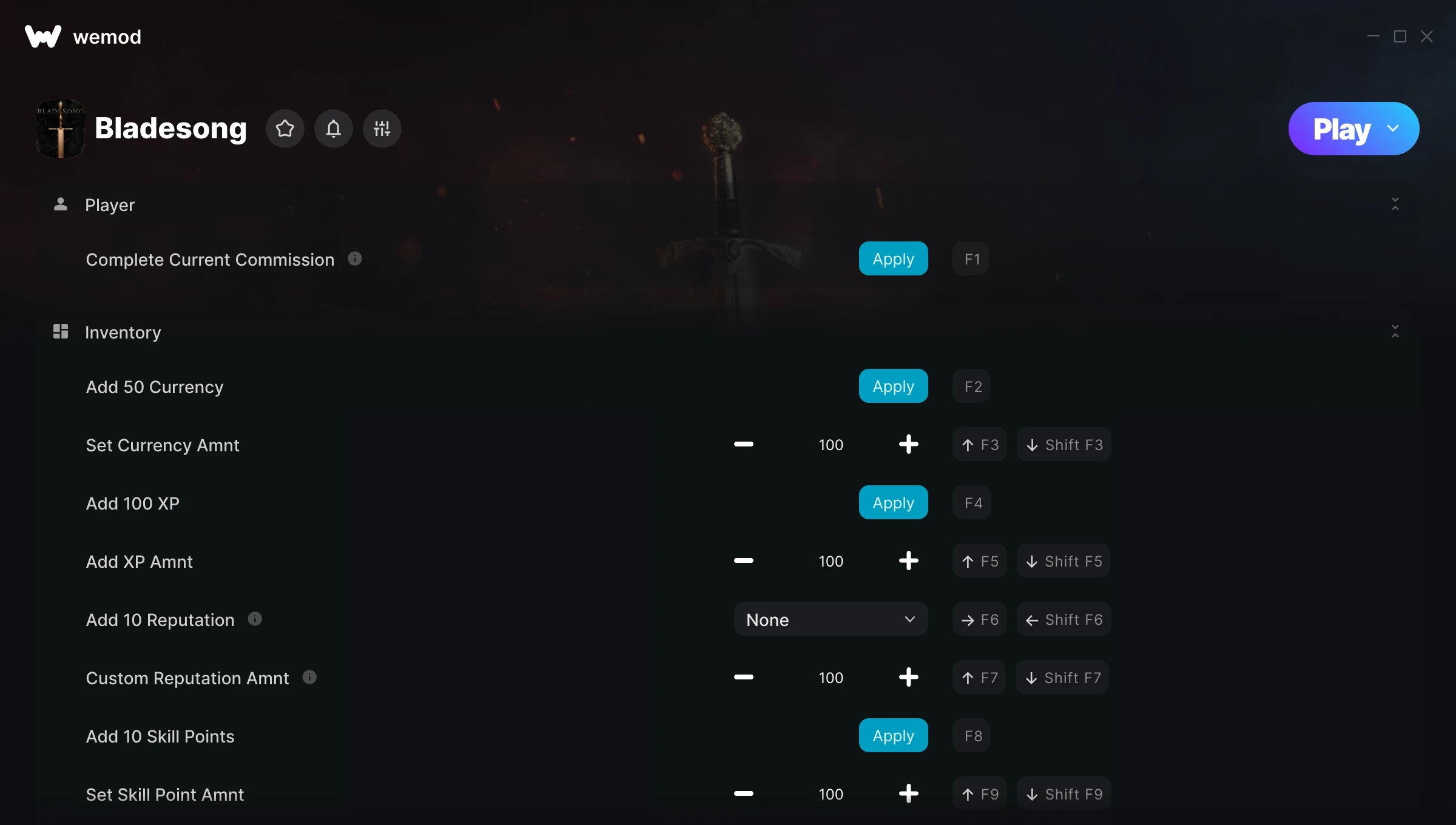 Bladesong Trainer screenshot