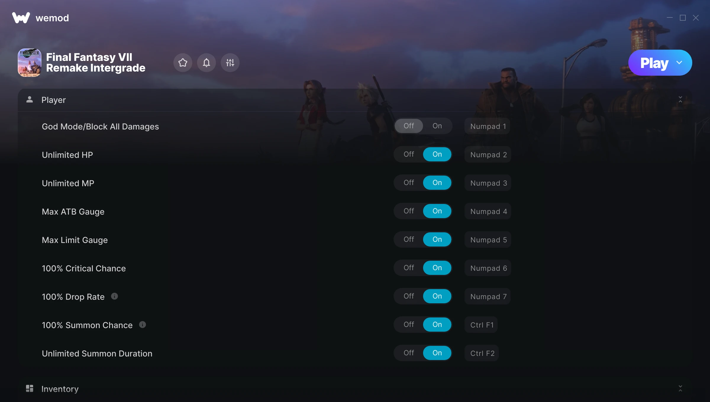 Final Fantasy VII Remake Intergrade Trainer screenshot