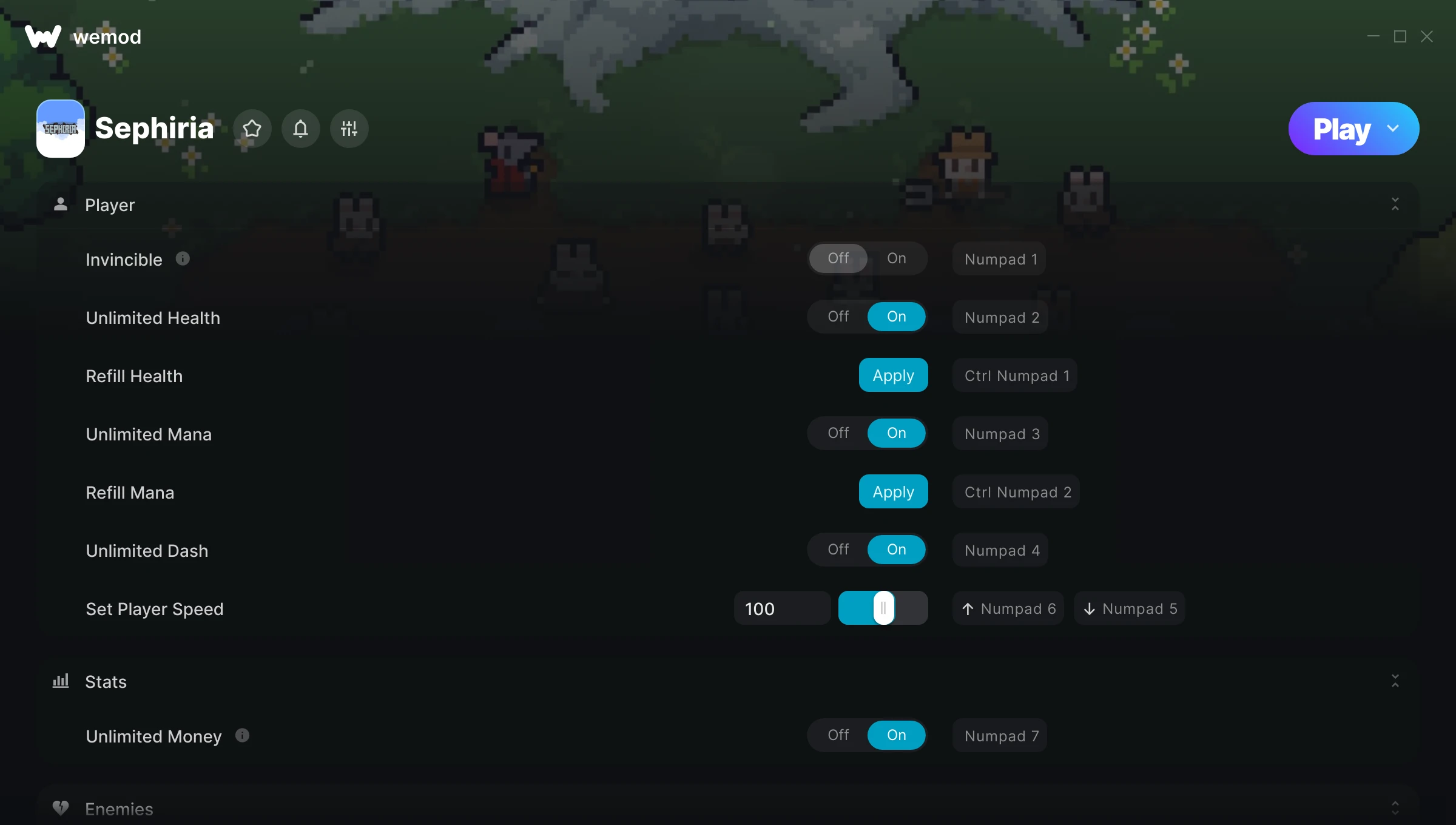 Sephiria Trainer screenshot