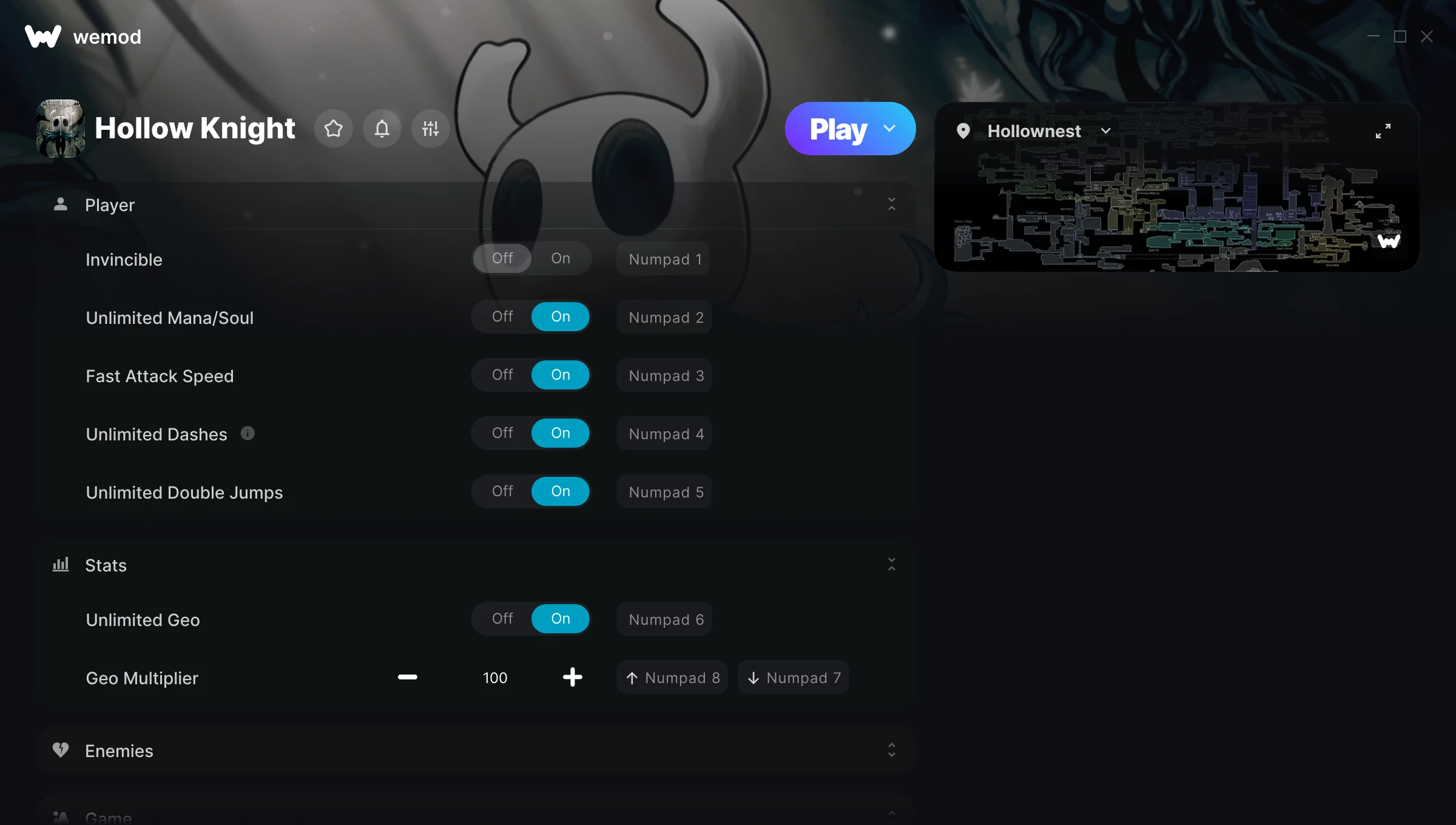 Hollow Knight Trainer screenshot