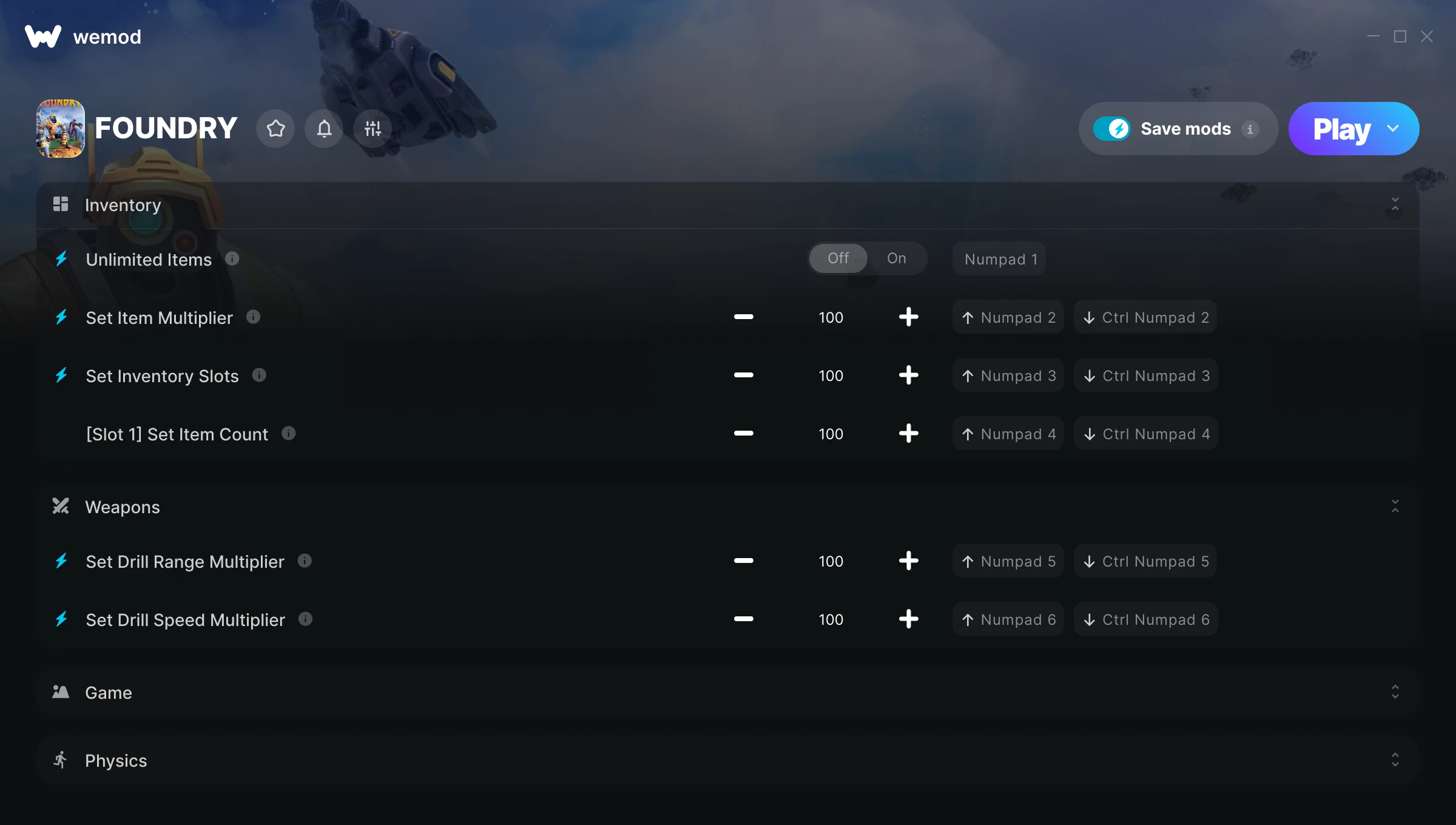 FOUNDRY Trainer screenshot