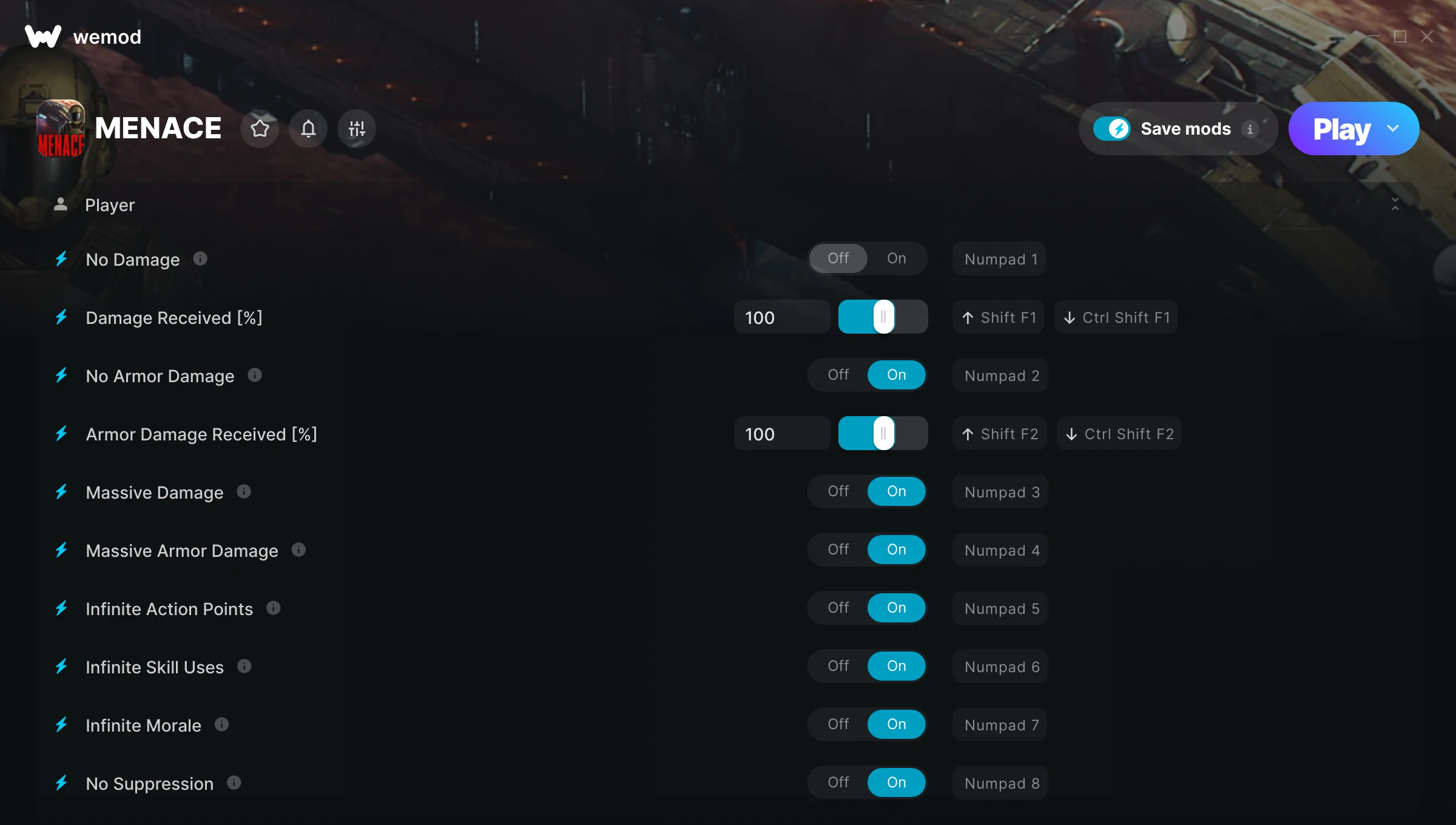 MENACE Trainer screenshot