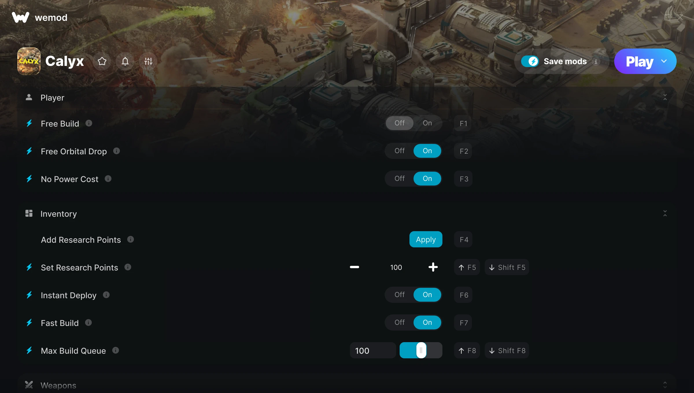 Calyx Trainer screenshot