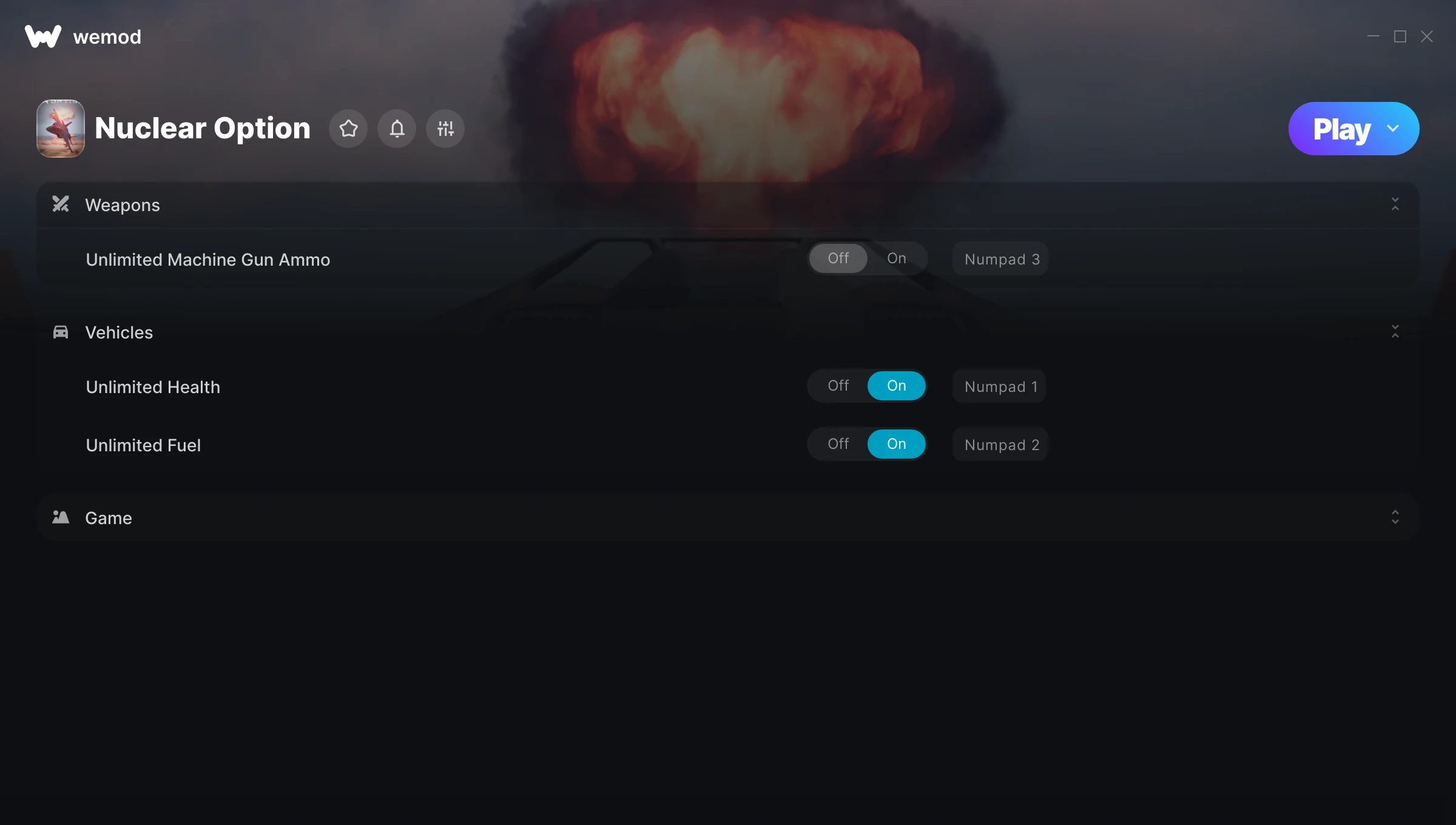 Nuclear Option Trainer screenshot