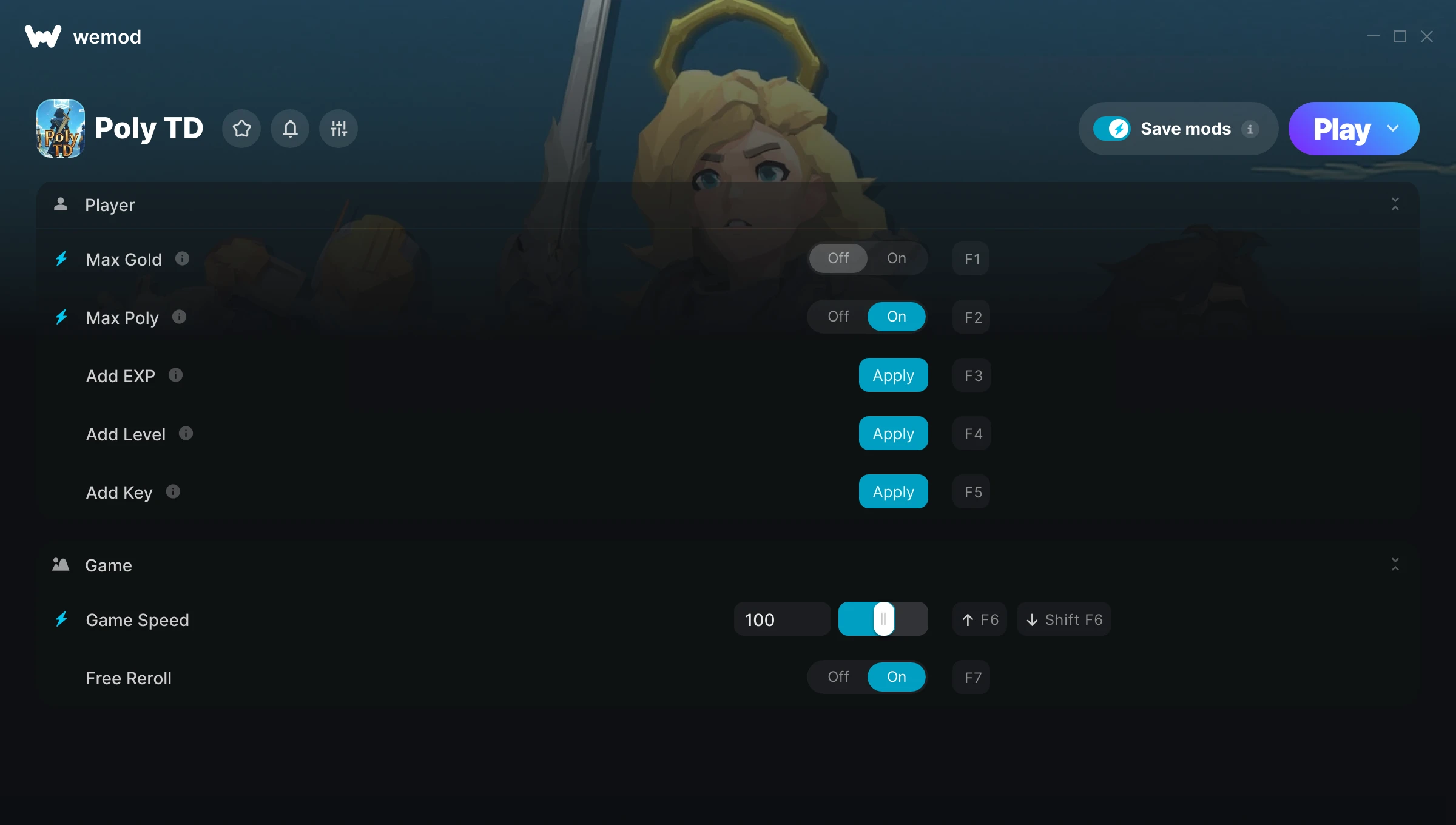 Poly TD Trainer screenshot