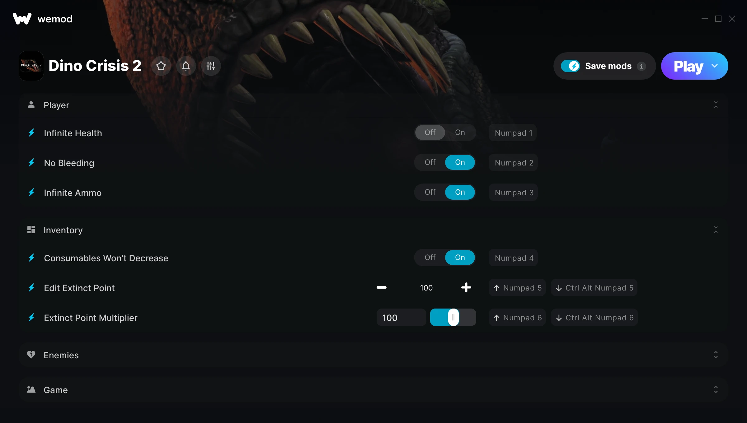 Dino Crisis 2 Trainer screenshot