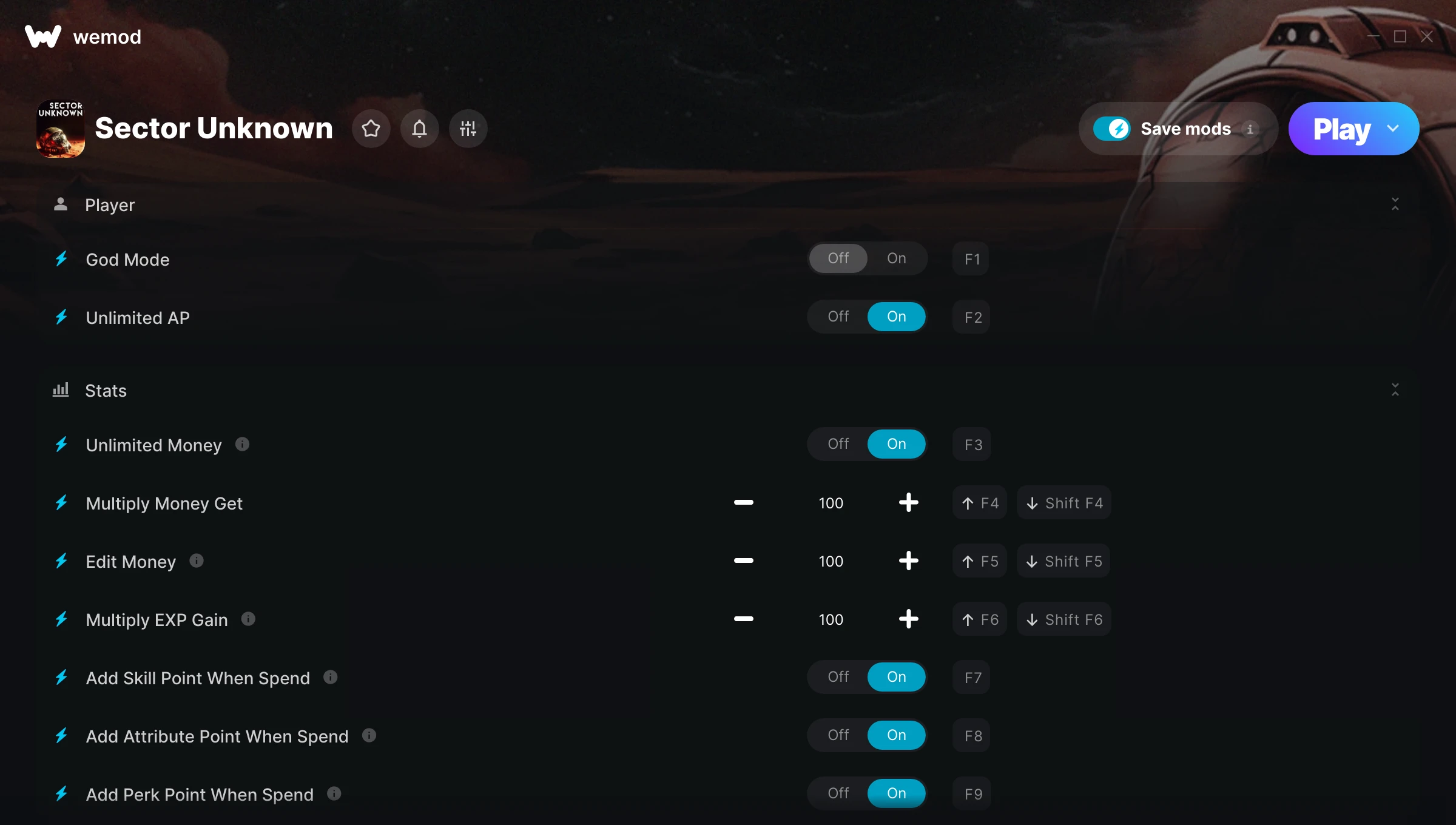 Sector Unknown Trainer screenshot