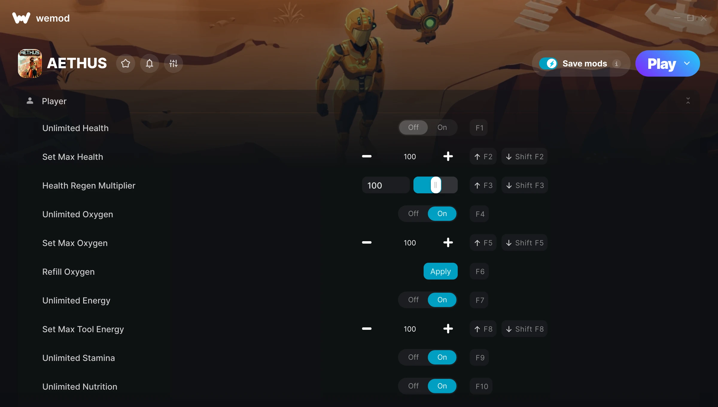 AETHUS Trainer screenshot