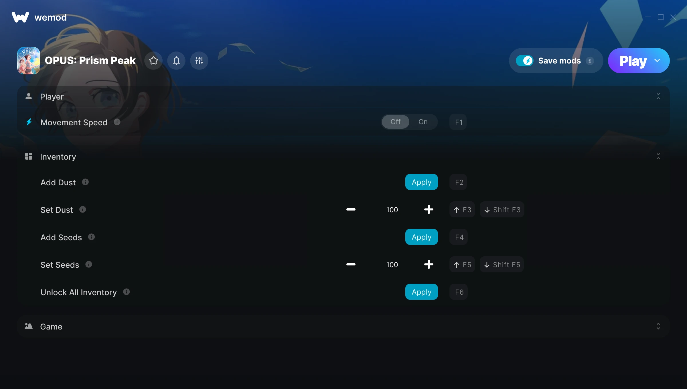 OPUS: Prism Peak Trainer screenshot