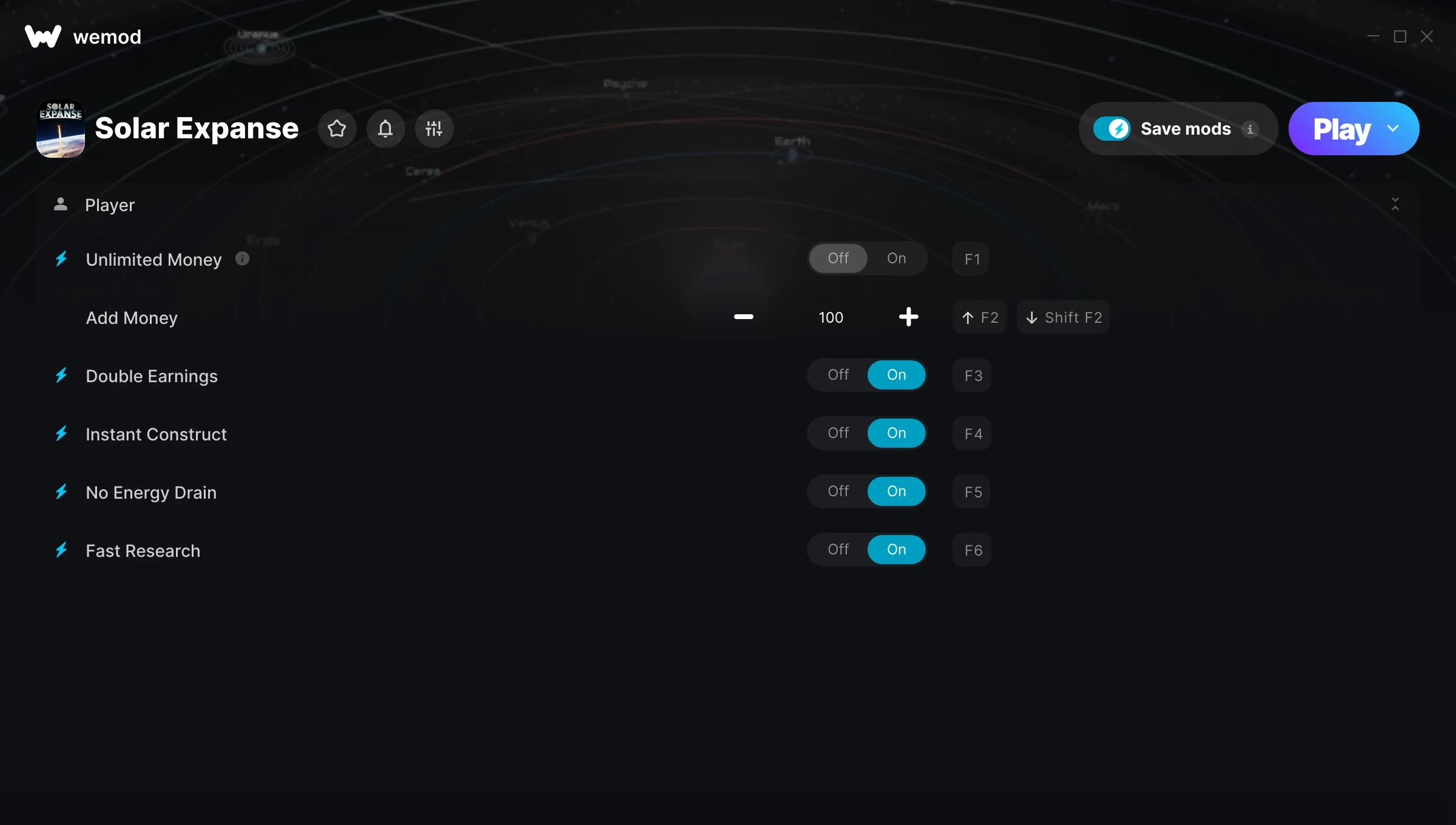Solar Expanse Trainer screenshot
